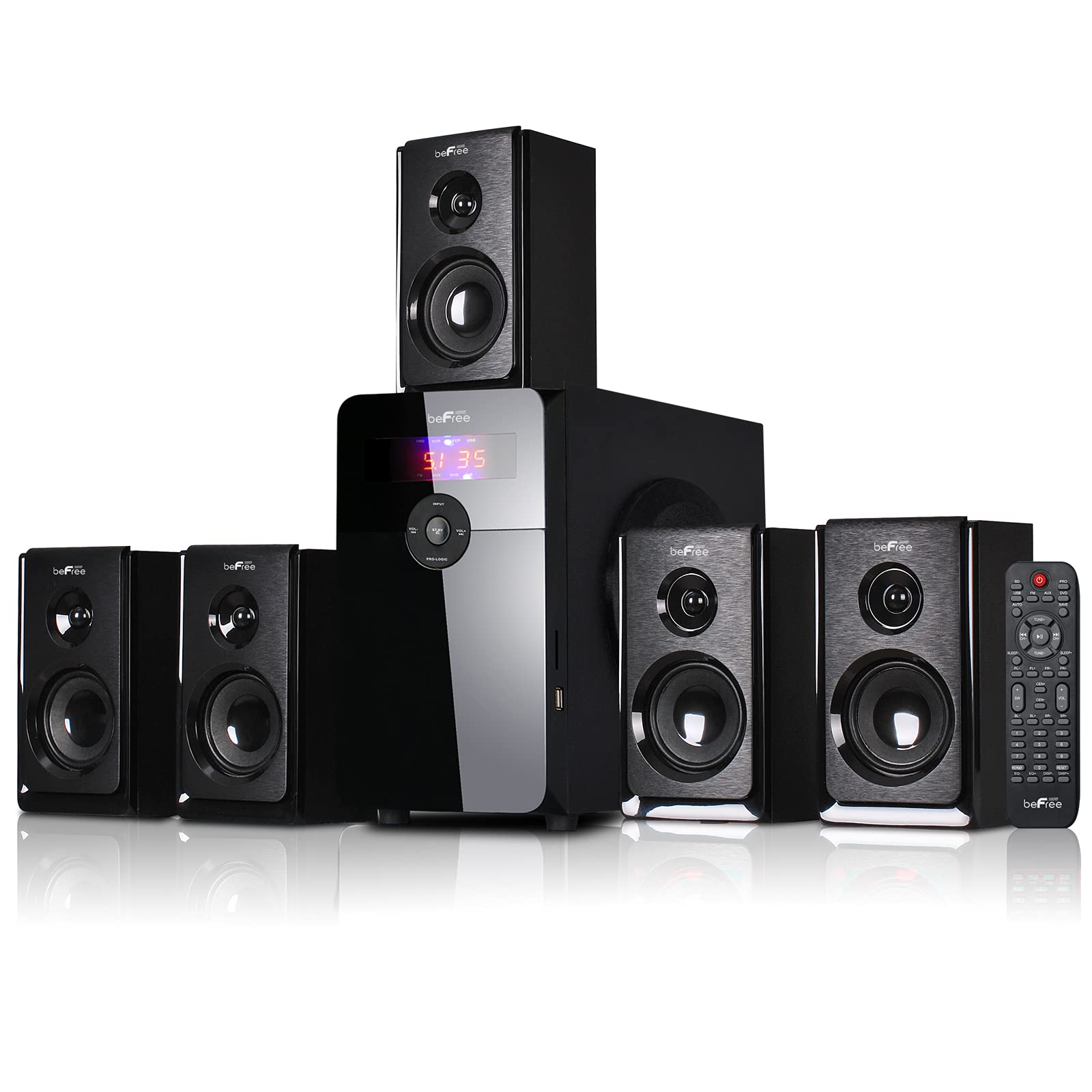 beFree Sound 5.1 Channel Bluetooth Surround Sound Speaker System - Wireless Home Theater Audio for Movies, Gaming & Music (Black)