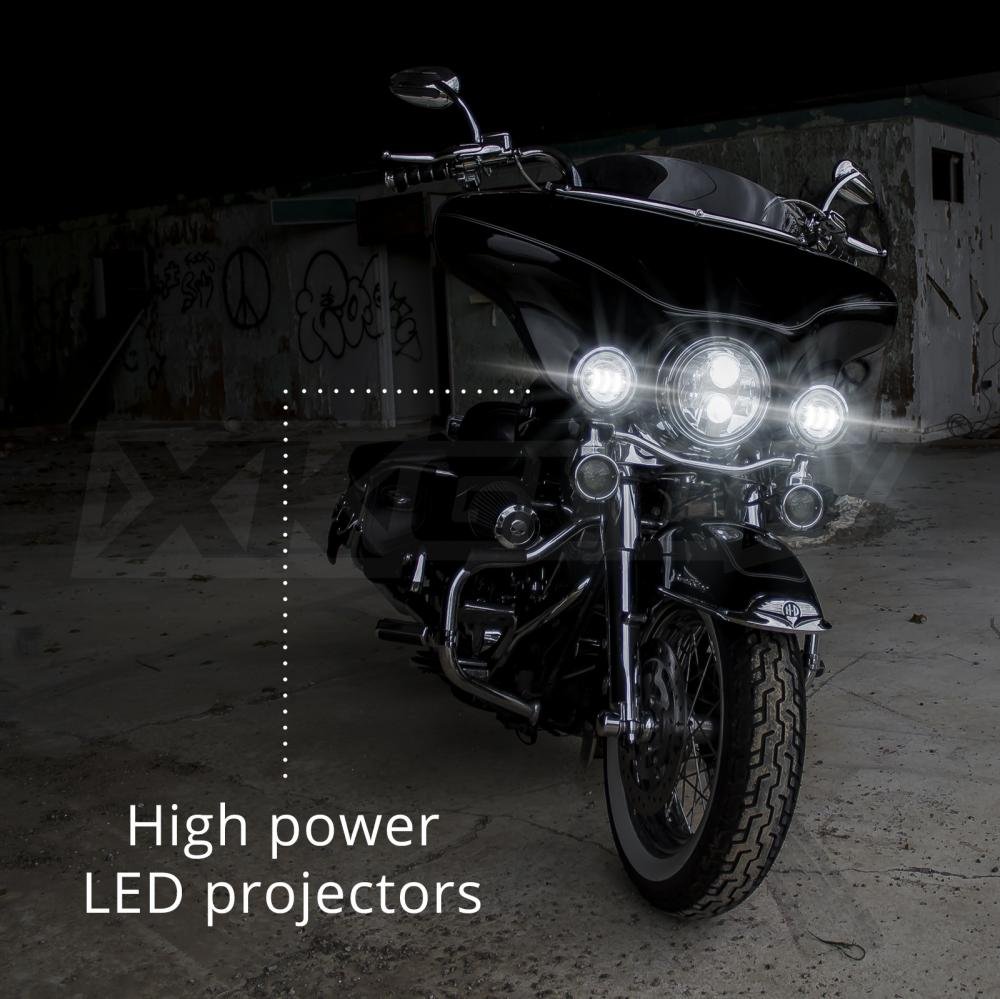 Harley Davidson LED Fog Lights with Amber Halo Turn Signal - Chrome Motorcycle Driving Lights for Touring Bikes (Ultra Classic, Road King, Street Glide, Road Glide, Trike) - Enhance Visibility & Safety for Night Riding & Bad Weather Conditions