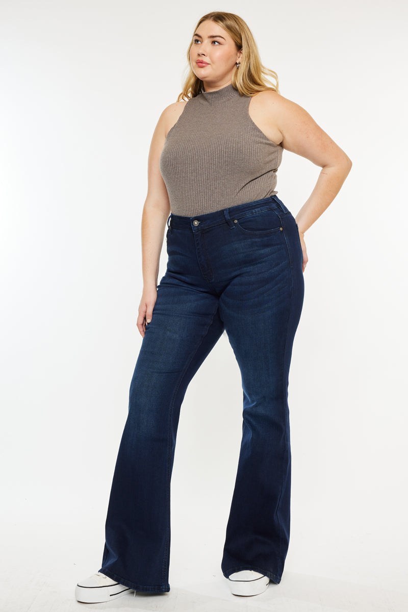 Anna Mid Rise Flare Jeans for Women - Plus Size Stretch Denim Pants, Comfortable & Trendy Bootcut Jeans for Casual Wear, Work and Date Night Outfits