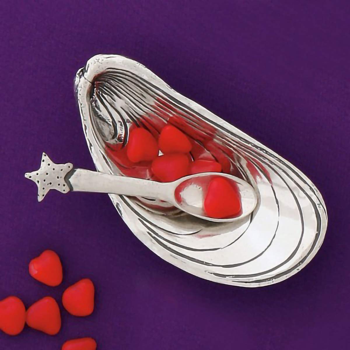 Premium Pewter Salt Cellar with Mussel Shell Spoon - Elegant Salt & Spice Storage Box for Kitchen, Dining Table, or Bar - Perfect for Salt, Spices, Snacks, Rice, Side Dishes & Ice Cream - Ideal for Home, Restaurant & Gift Giving