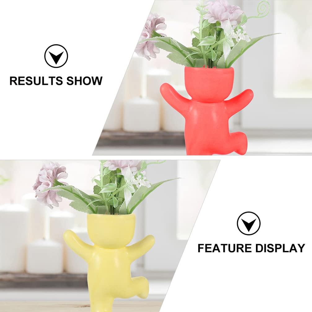 VOSAREA 2 Pack Ceramic Face Succulent Planter - Human Head Shaped Flower Pot for Plants, Cactus & Small Succulents - Home Office Desk Decor, Balcony Garden Sculpture, Unique Gift Idea for Plant Lovers