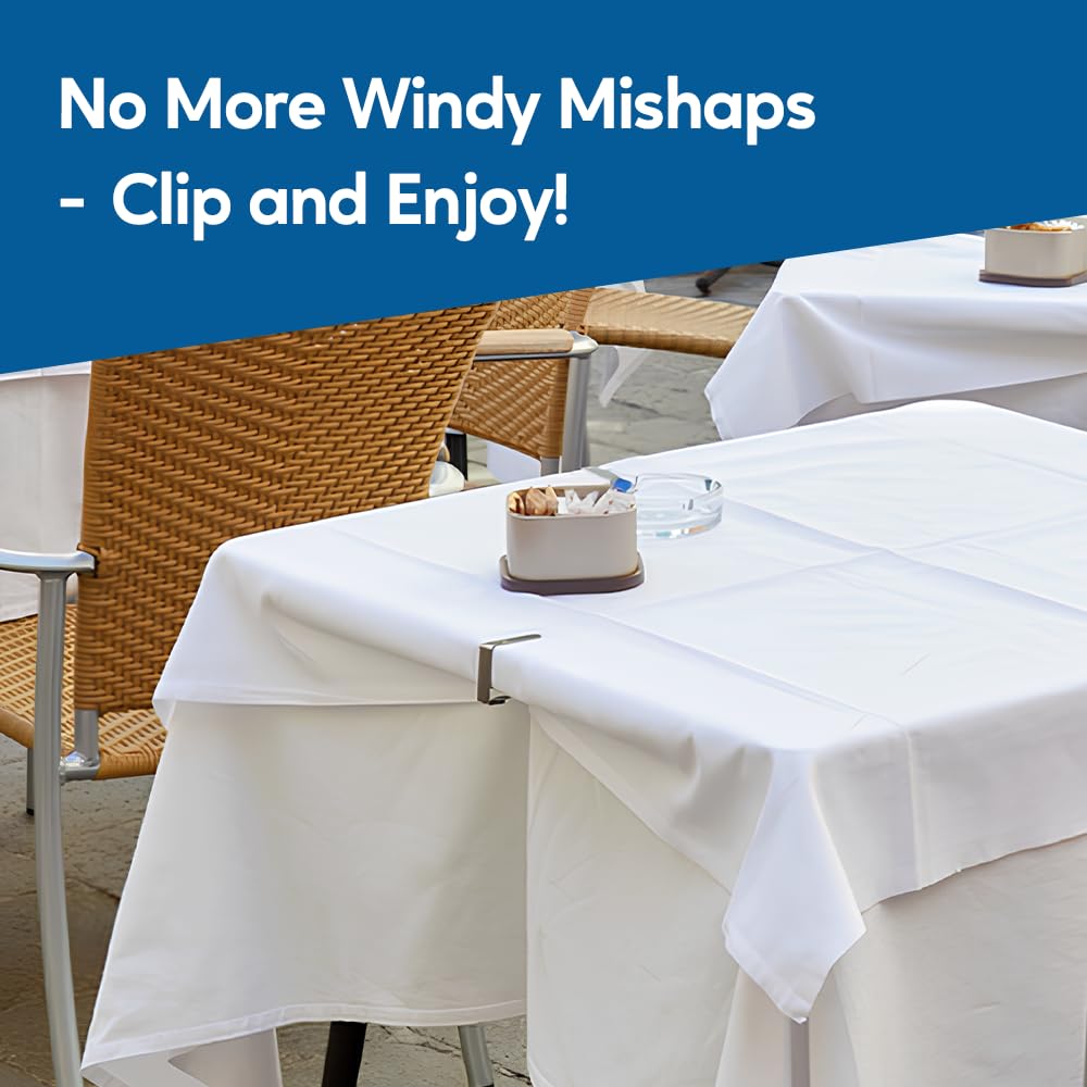 12 Pack Stainless Steel Picnic Tablecloth Clips - Heavy Duty Table Cloth Clamps for Outdoor Dining, Fits 1.5