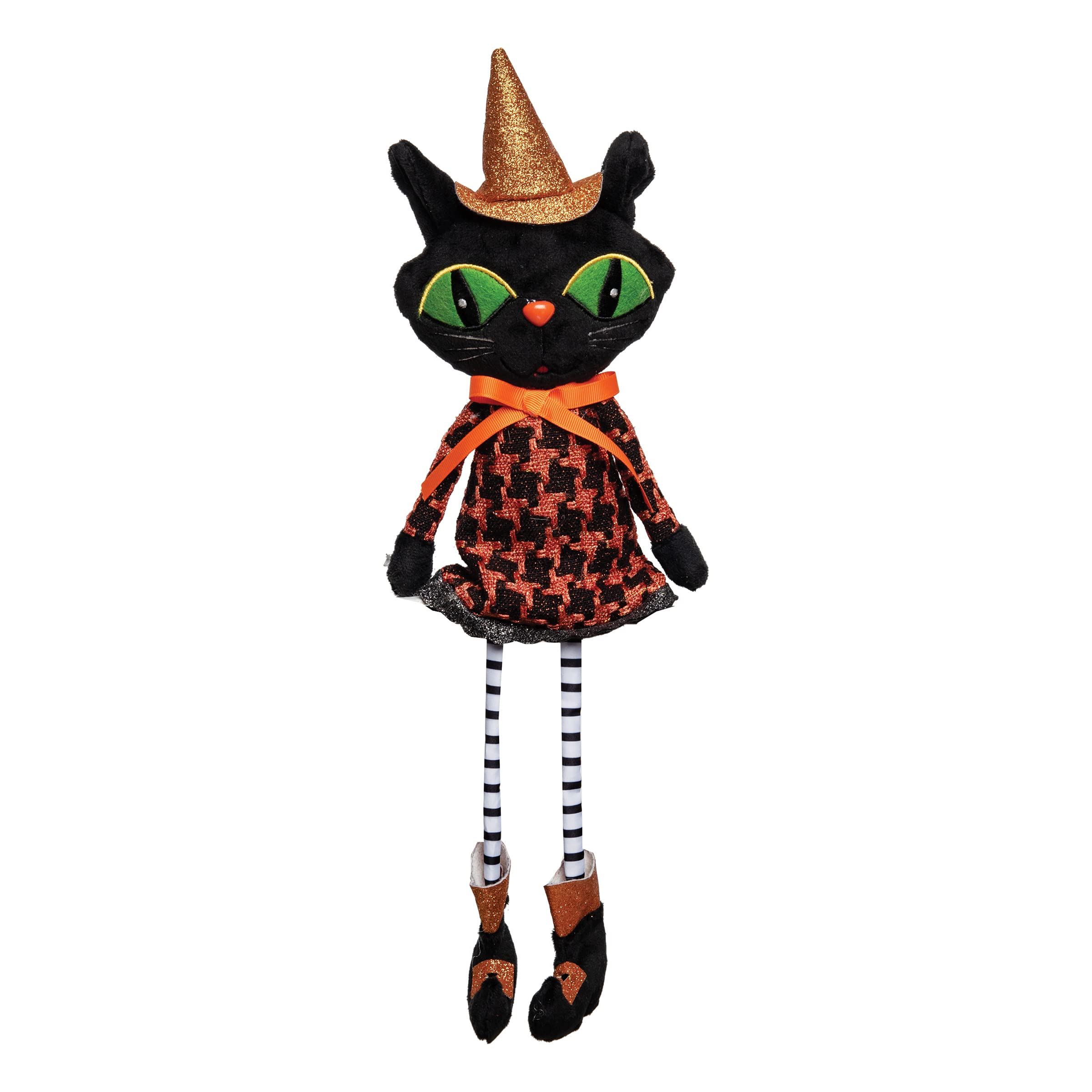 GALLERIE II Halloween Black Cat Shelf Sitter - Handcrafted Decorative Figurine with Dangling Legs for Fall Harvest Home Décor | Perfect for Fireplace Mantle, Living Room, End Table & Seasonal Display