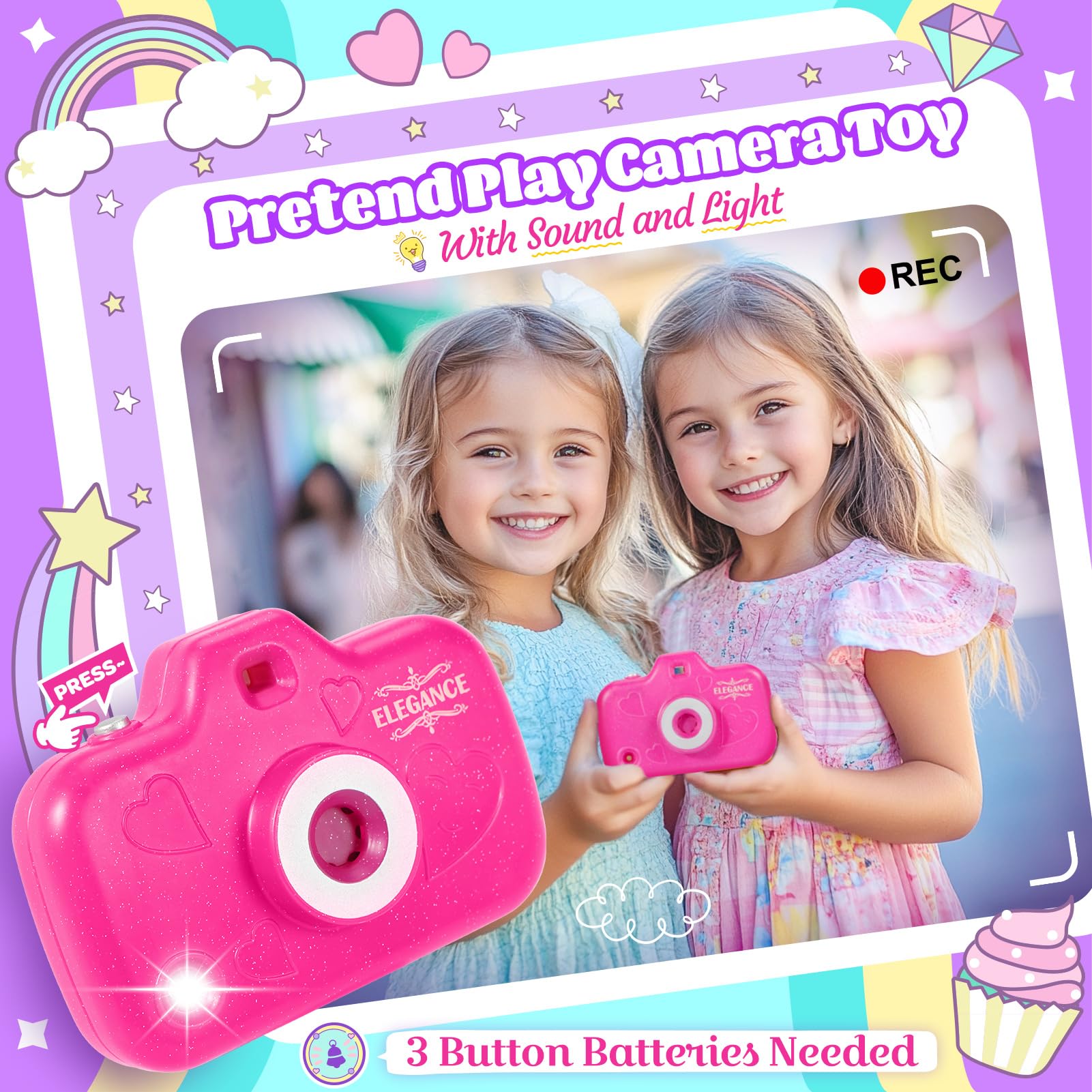 Little Girls Purse with Pretend Makeup - Princess Toy Gift for 3-8 Year Olds - Birthday & Christmas Present
