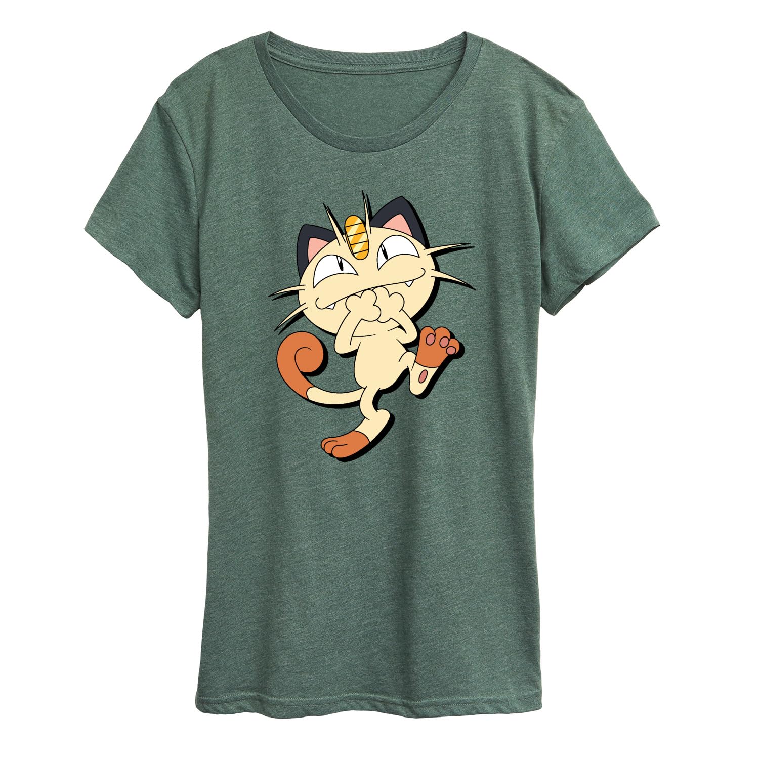 HYBRID APPAREL Women's Pokémon Meowth Shadow Graphic T-Shirt - Short Sleeve Casual Tee for Anime Fans, Gaming Enthusiasts & Cosplay Outfits