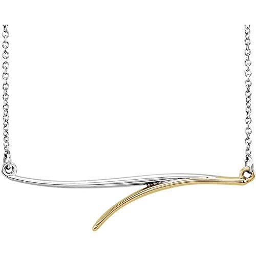 14K White Gold & Yellow Gold Freeform Bar Necklace - 16