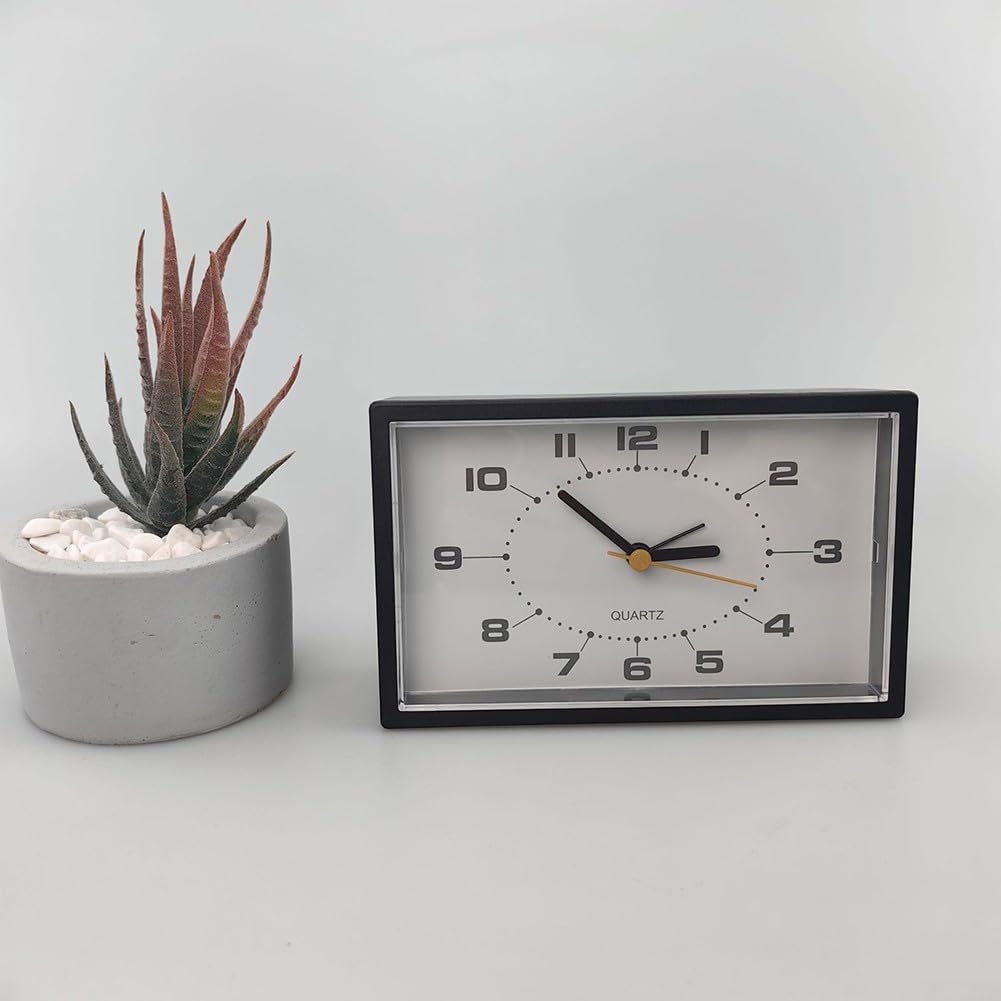 Ultra Quiet Non-Ticking Analog Alarm Clock - Stylish Silent Wall Clock for Bedroom, Office & Home Decor (Black) | Perfect for Light Sleepers, Meditation Rooms & Noise-Sensitive Environments