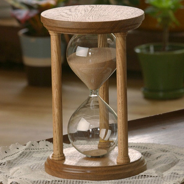 Premium Solid White Oak Hourglass with Smooth Spindles - 30-Minute Sand Timer for Kitchen, Office Decor, and Meditation Aid