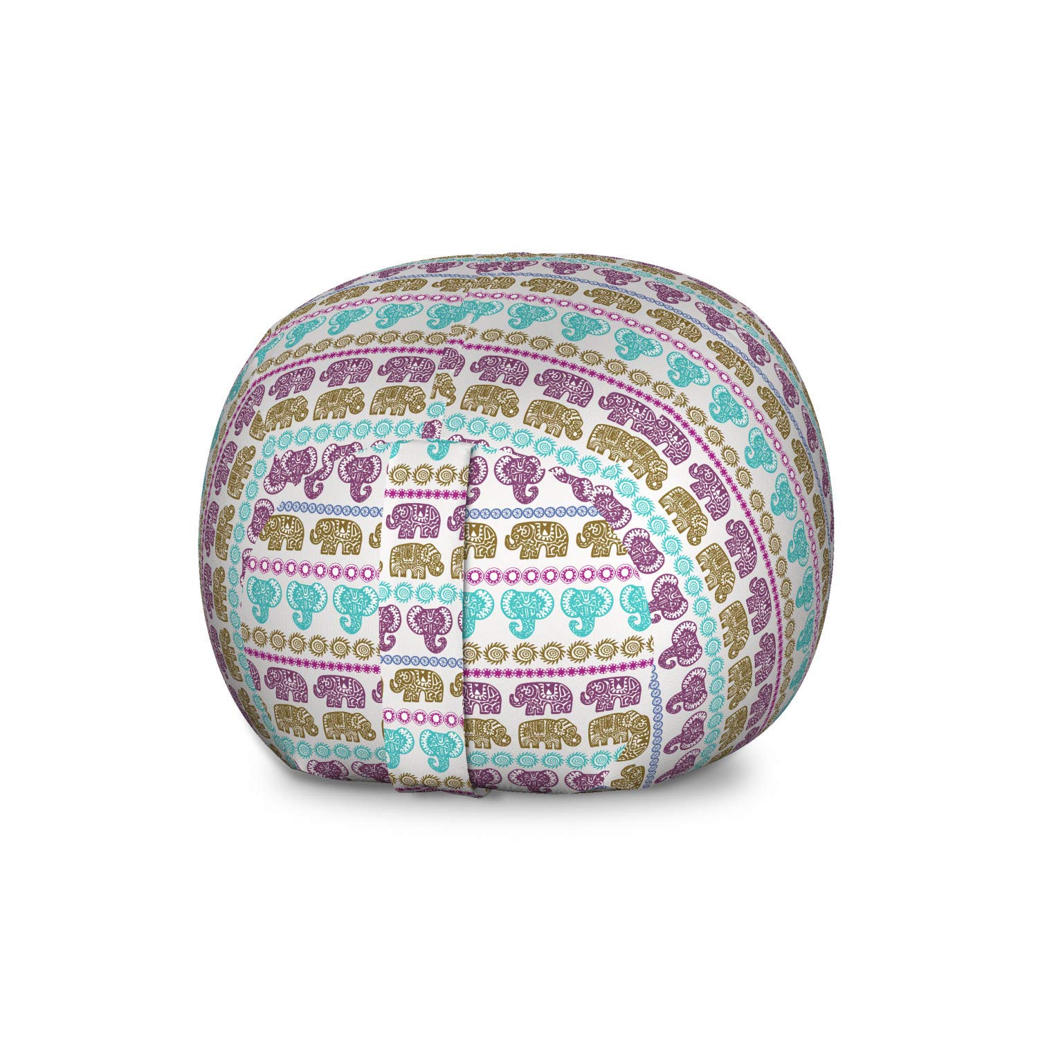 Ambesonne Large Washable Stuffed Animal Storage Bag Chair - Tribal Animal & Circular Motif Design, Pearl Multicolor Toy Organizer for Kids' Room, Playroom or Nursery Decor