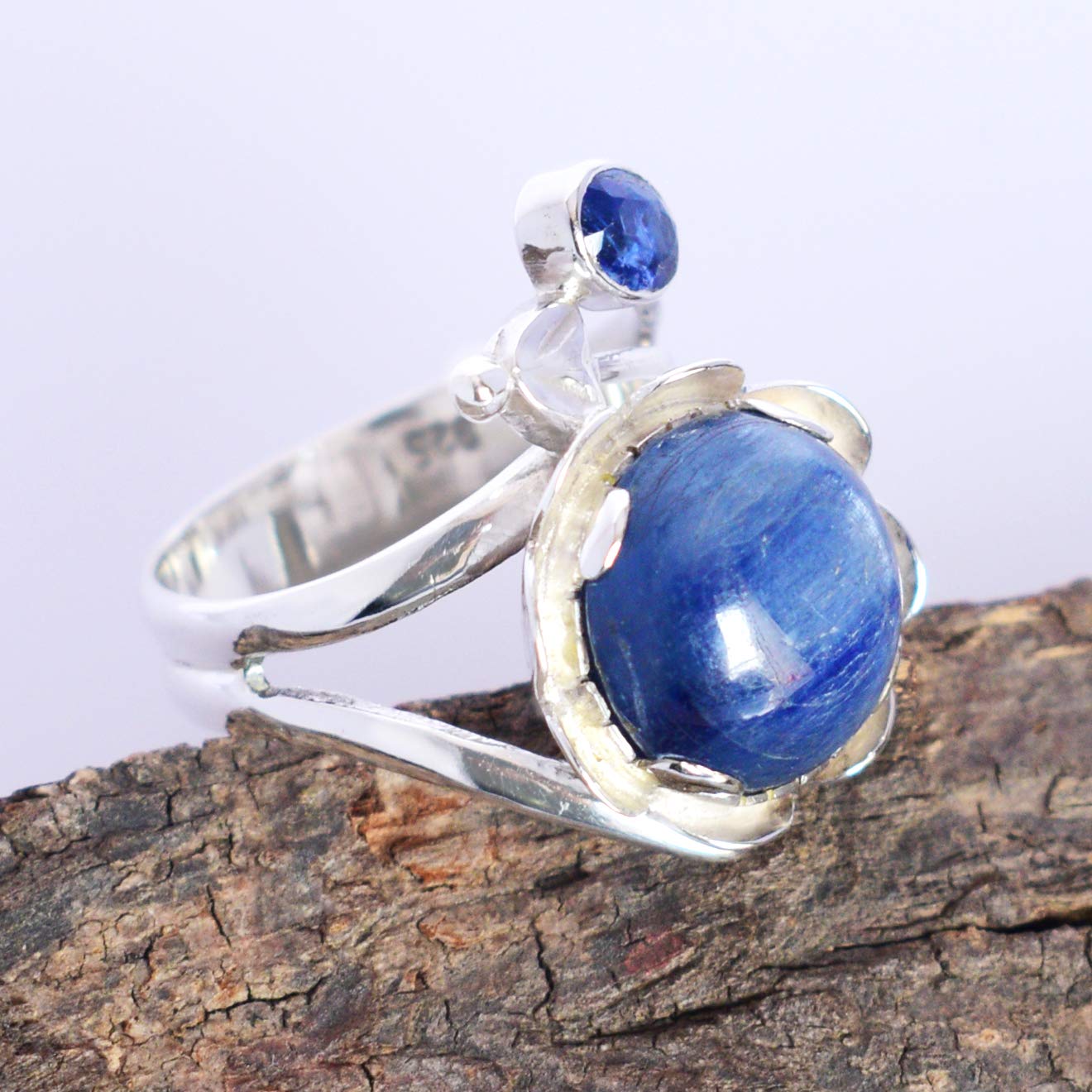 Kyanite & Blue Quartz 925 Sterling Silver Ring - Handmade Jewelry for Women - Elegant Birthday Gift for Her - Perfect for Weddings, Anniversaries & Special Occasions