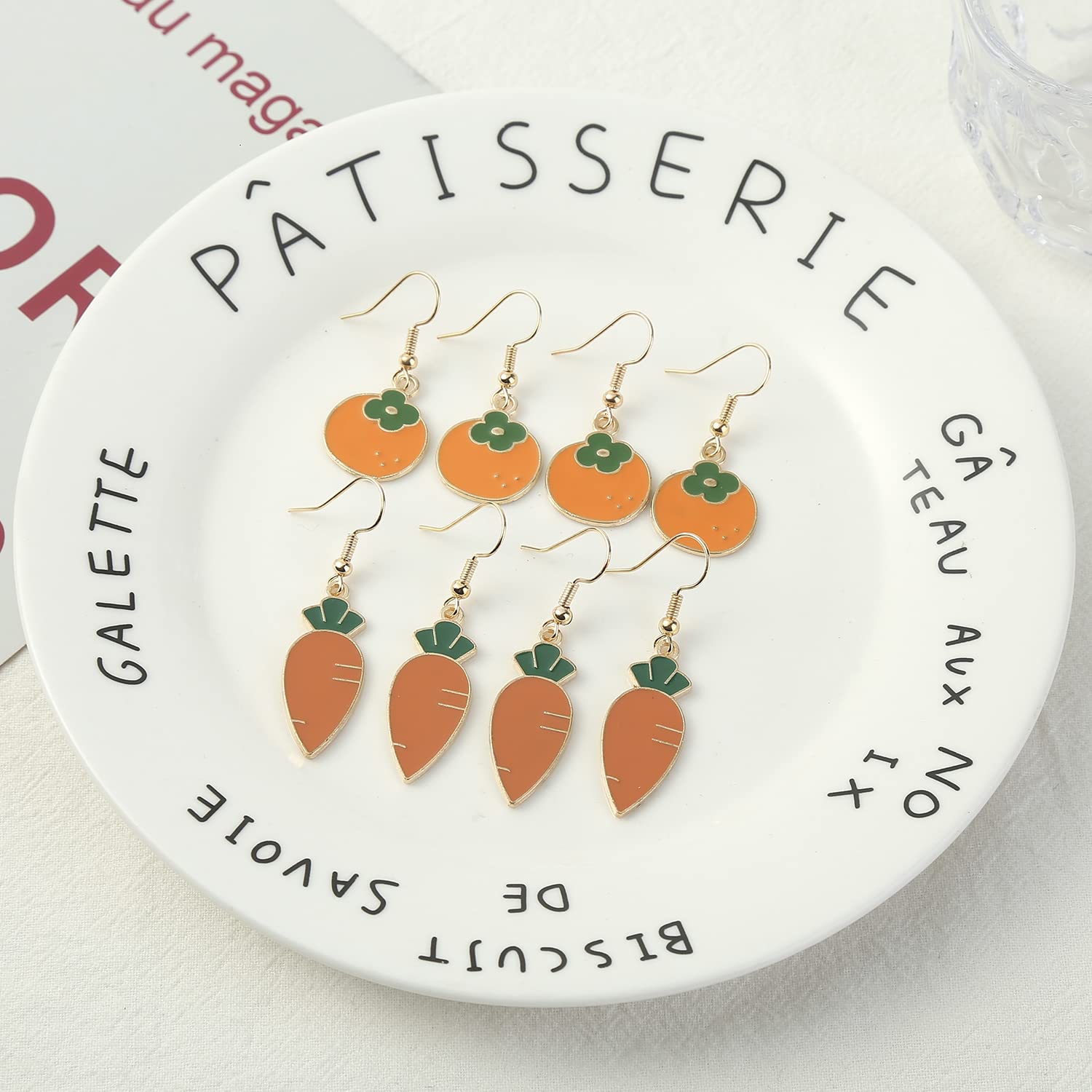 16 Pairs Easter Bunny Carrot Earrings for Women - Orange Dangle Hoop Earrings, Cute Easter Party Decorations & Gifts - Perfect for Easter Celebrations, Spring Festivals & Costume Accessories