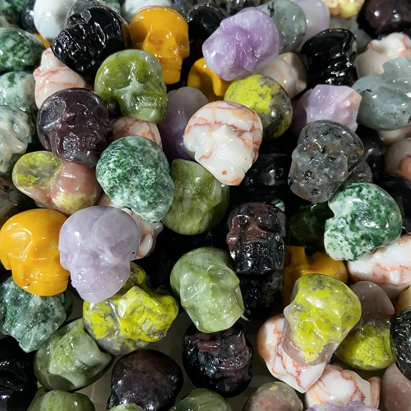 Mini Crystal Skulls Statue - Natural Lepidorite Tree Agate Healing Stone, Hand Carved Energy Mineral Figurine for Home Decor & Meditation - Perfect for Spiritual Healing, Yoga Spaces & Gift Giving