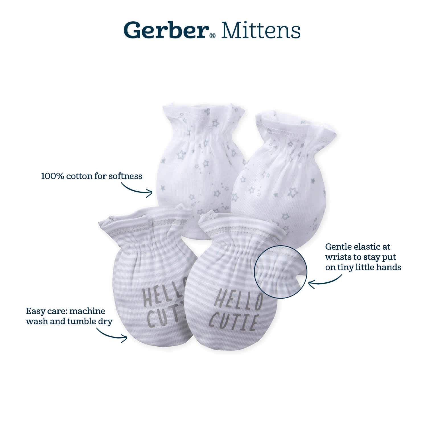 4 Pack Baby Boys Fox No Scratch Mittens - Soft & Safe Infant Hand Protectors for Newborns - Perfect for Sleeping, Nursing & Playtime