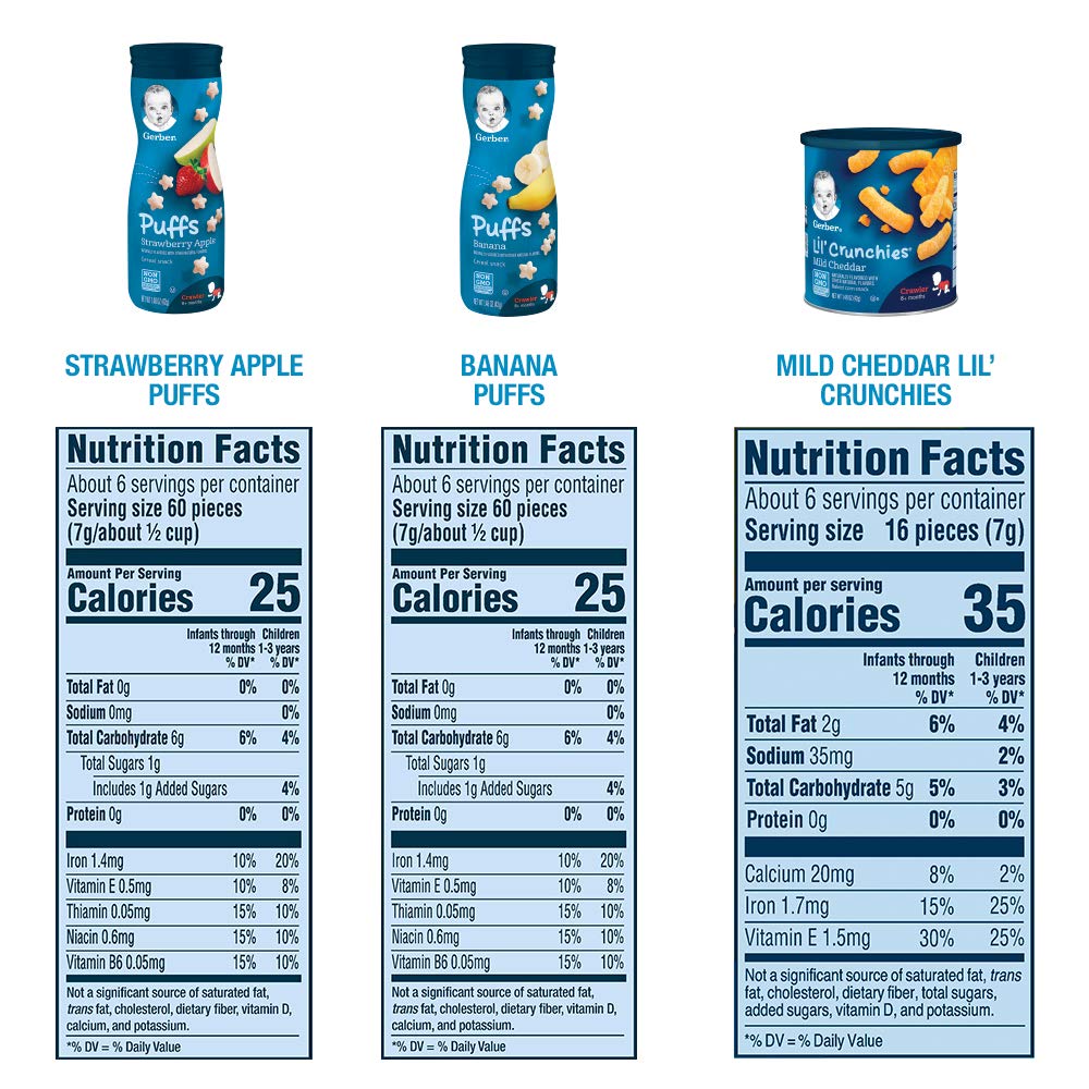 Gerber Baby Snacks Variety Pack (Set of 9) & Lil Crunchies Value Pack (8 Pack) - Healthy Organic Snacks for Toddlers On-The-Go, Daycare & Travel