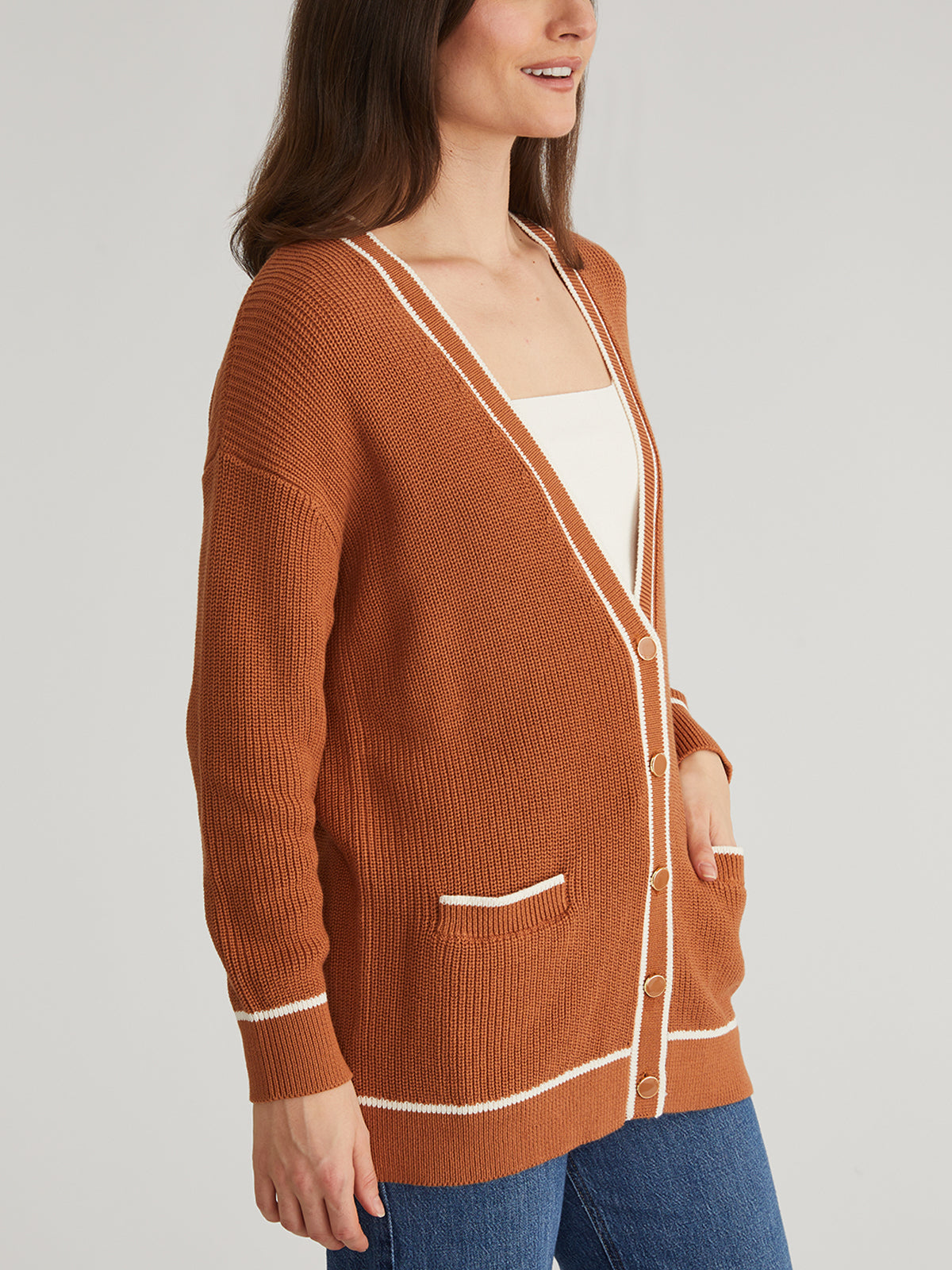 Emma Oversized Tipped Cardigan - Cozy Long Knit Sweater for Women | Perfect for Fall Layering, Casual Outfits & Coffee Dates