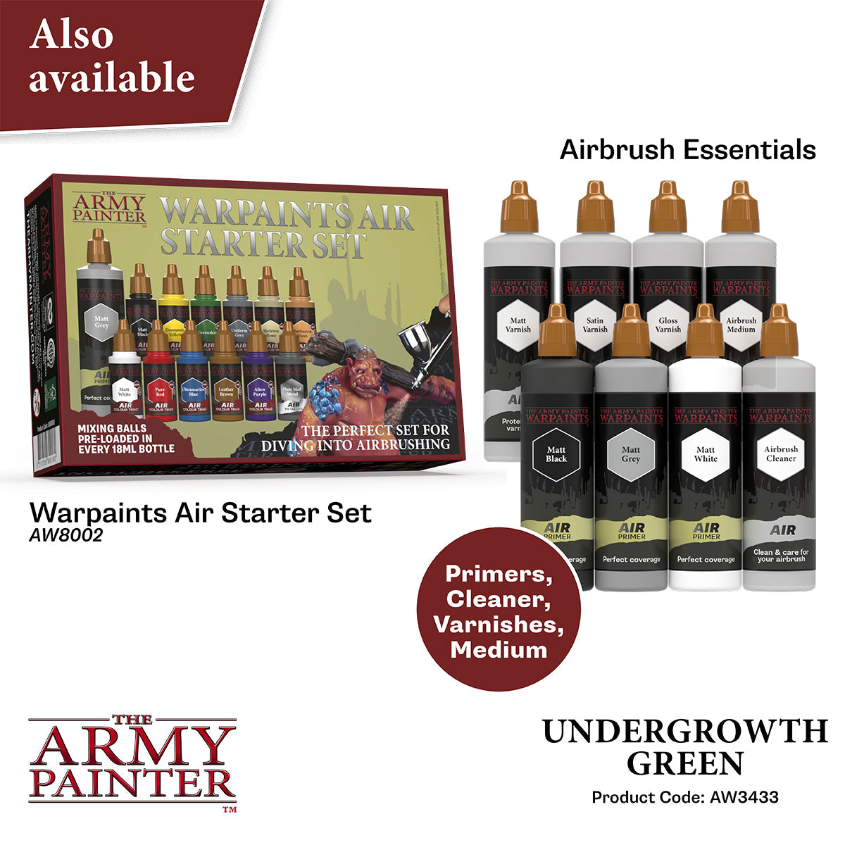 Warpaints Air: Undergrowth Green - Premium Matte Acrylic Paint for Miniatures & Models - Perfect for Warhammer, D&D, and Tabletop Gaming