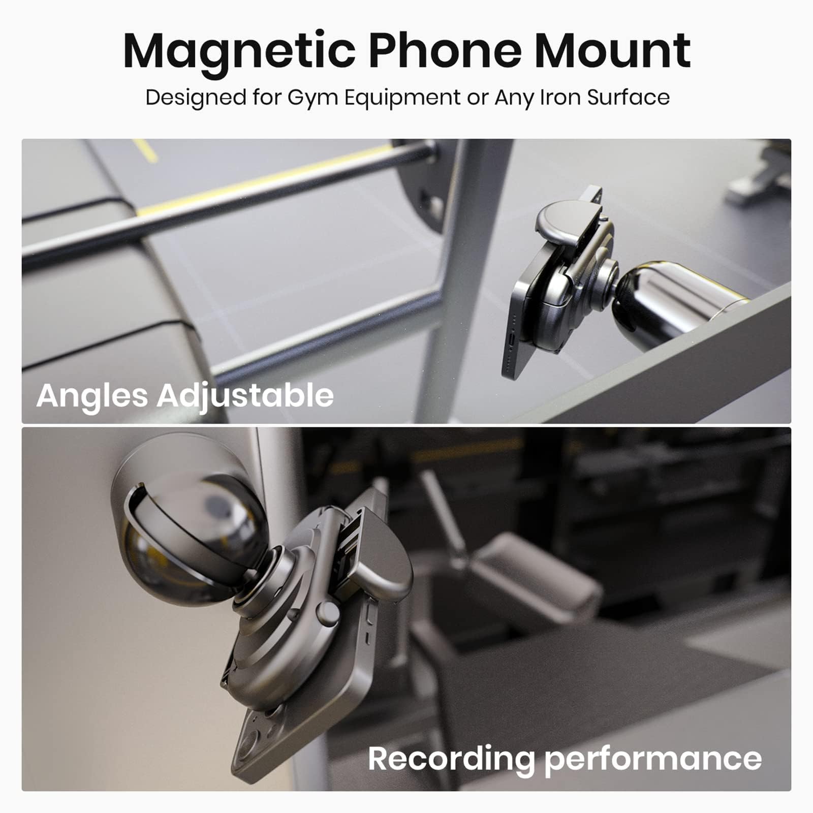 MiiKARE Magnetic Gym Phone Holder - 360° Rotating, Hands-Free for Workouts, Running, Cycling & Home Use - Black Fitness Accessory