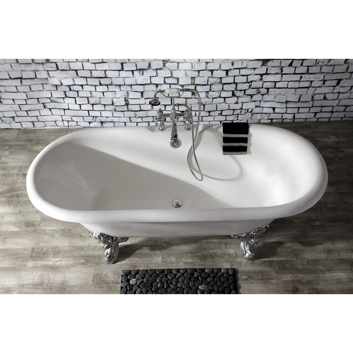 Vintage AE110T1 3-Handle 2-Hole Deck Mount Clawfoot Bathtub Faucet with Hand Shower in Polished Chrome - Perfect for Classic Bathroom Renovations and Luxury Spa Retreats