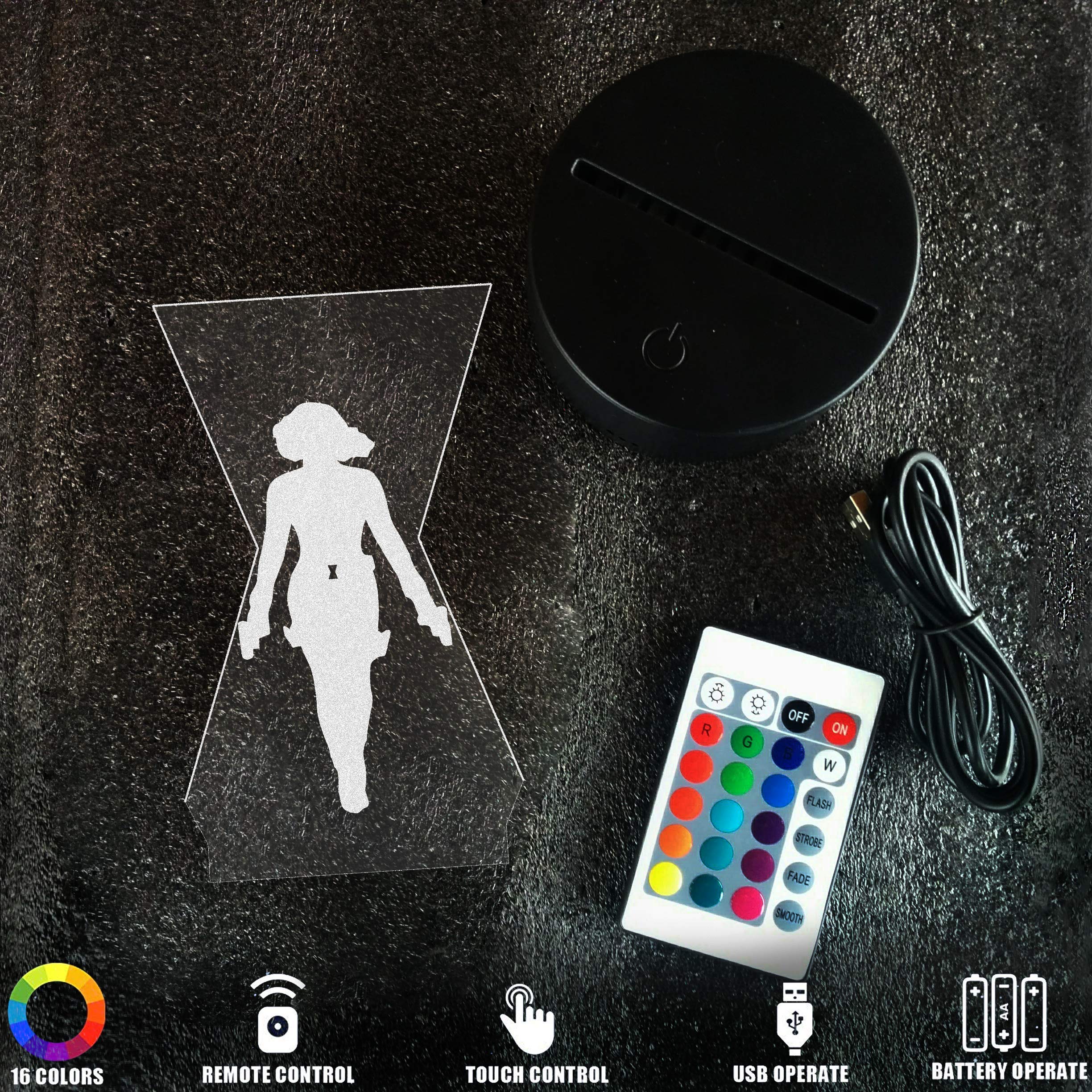 Black Widow Silhouette 3D Night Light - Spider-Themed LED Bedside Lamp for Kids Room, Nursery, Halloween Decor & Superhero Fan Gifts