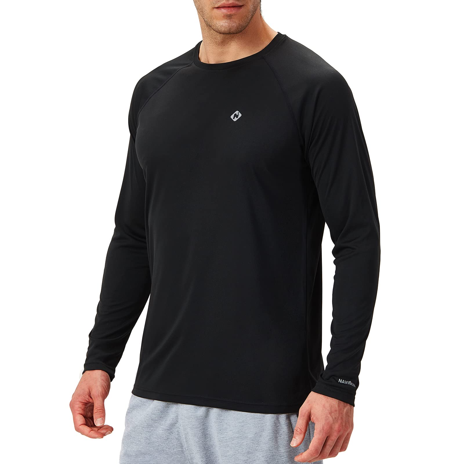 NAVISKIN Men's Rash Guard Shirts UPF 50+ UV Sun Protection - Long Sleeve Swim Shirts for Men - Lightweight Quick Dry Surfing Shirt for Swimming, Beach, Diving & Water Sports