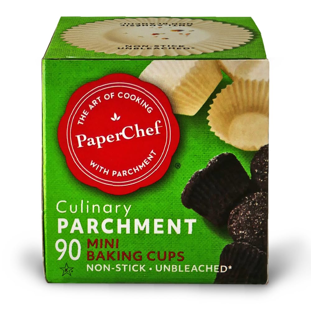 Natural Release Coated Parchment Baking Cups (90 Count) - Non-Stick Mini Muffin Liners for Cupcakes, Desserts & Party Treats - Perfect for Baking, Meal Prep & Holiday Cooking