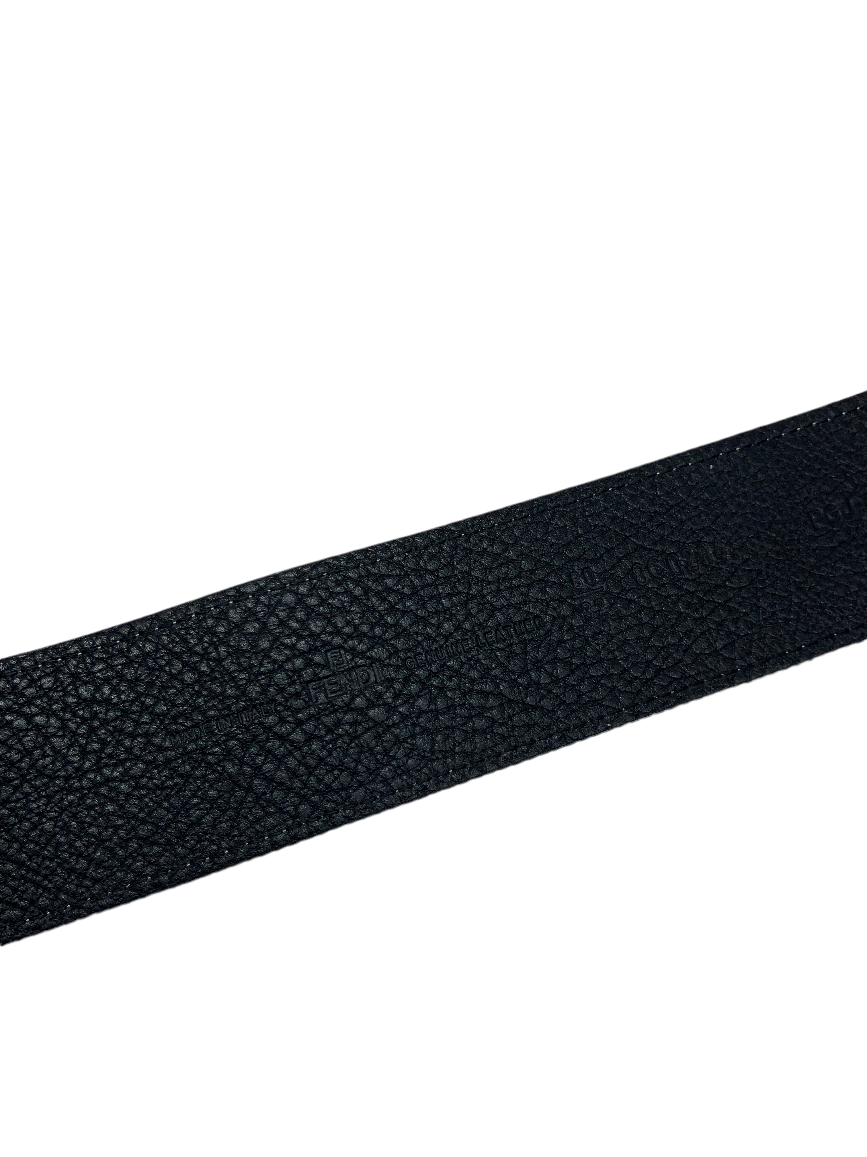 FENDI Selleria Leather and Canvas Logo Belt - Size 80 | Luxury Designer Belt for Men & Women | Perfect for Casual, Office & Formal Outfits