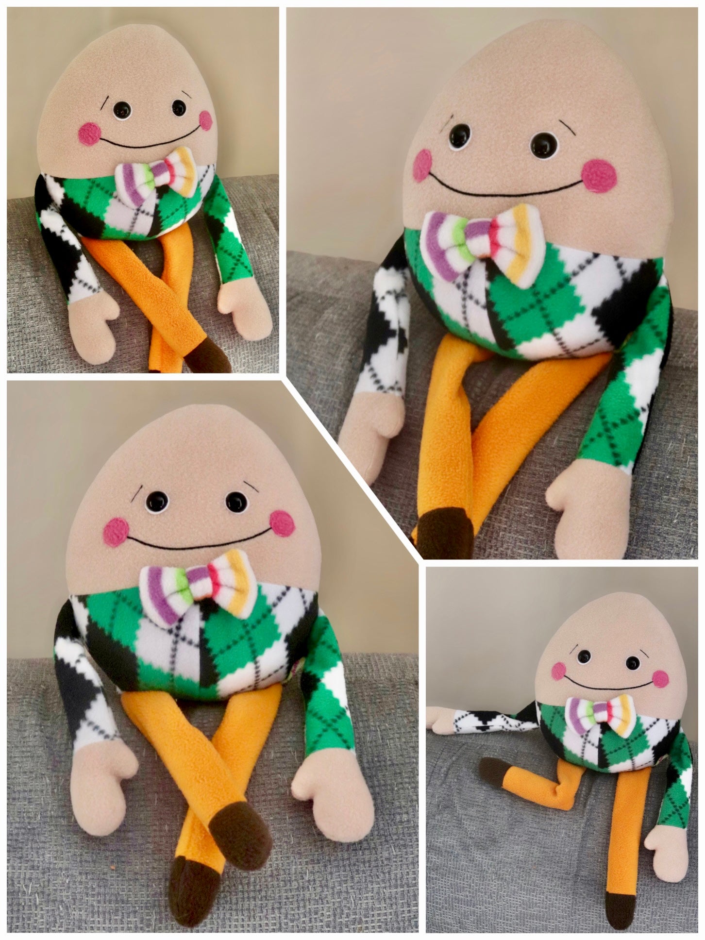 Humpty Dumpty Plush Toy - Handmade Soft & Cuddly Nursery Stuffed Animal for Kids | Perfect Baby Shower Gift & Nursery Decor