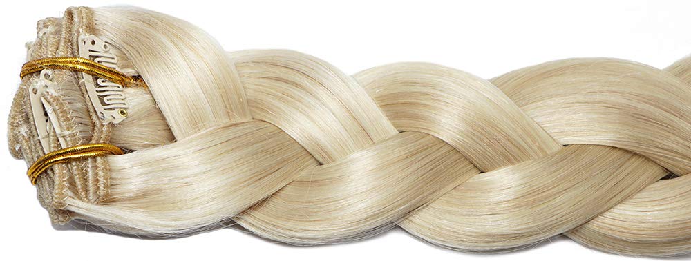 Aison 20 Inch Clip-in Human Hair Extensions - Platinum Blonde Straight 7pcs 120g Thick Wefts for Volume & Length | Perfect for Parties, Weddings & Daily Styling