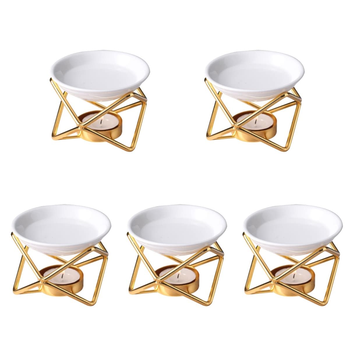 DOITOOL 5-Piece Ceramic Tealight Candle Set - Wax Warmer, Essential Oil Diffuser & Candle Holder for Home Decor, Aromatherapy, and Relaxation | Perfect for Living Room, Bedroom, Spa, and Meditation Spaces