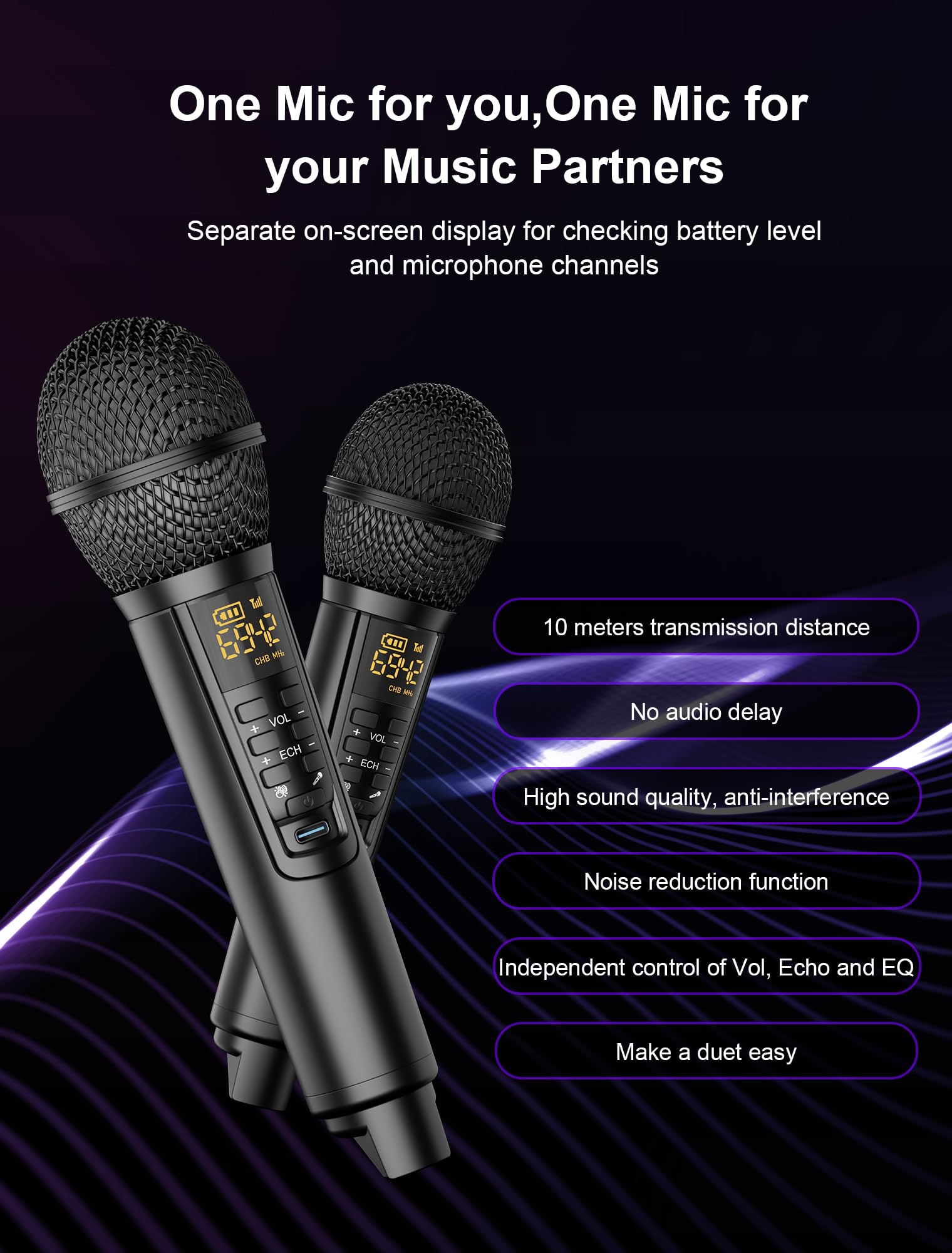 Portable Bluetooth Karaoke Machine with 2 UHF Wireless Microphones & LED Lights - Home Party Speaker System for Adults & Kids | Indoor/Outdoor Use, Weddings, Church Events, Birthday Gifts & Family Gatherings