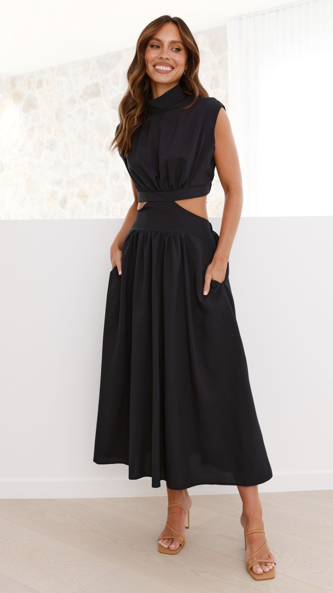 Elegant Maddison Black Midi Dress for Women | Perfect for Office, Party & Evening Wear | Flattering Fit & Comfortable Fabric