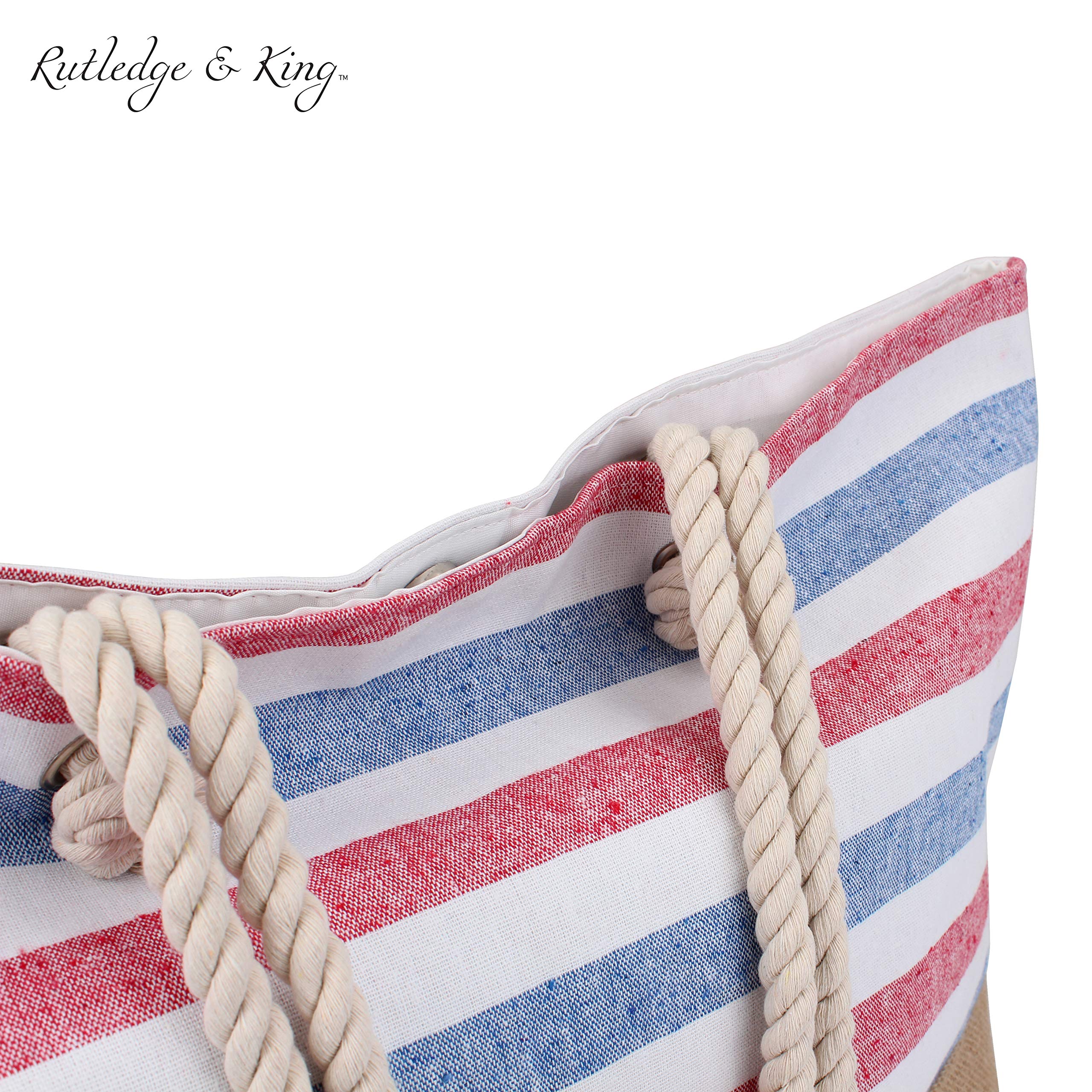 Rutledge & King Large Beach Tote Bag with Rope Handles - Stylish & Spacious Summer Tote for Women - Perfect for Beach, Pool, Travel & Shopping