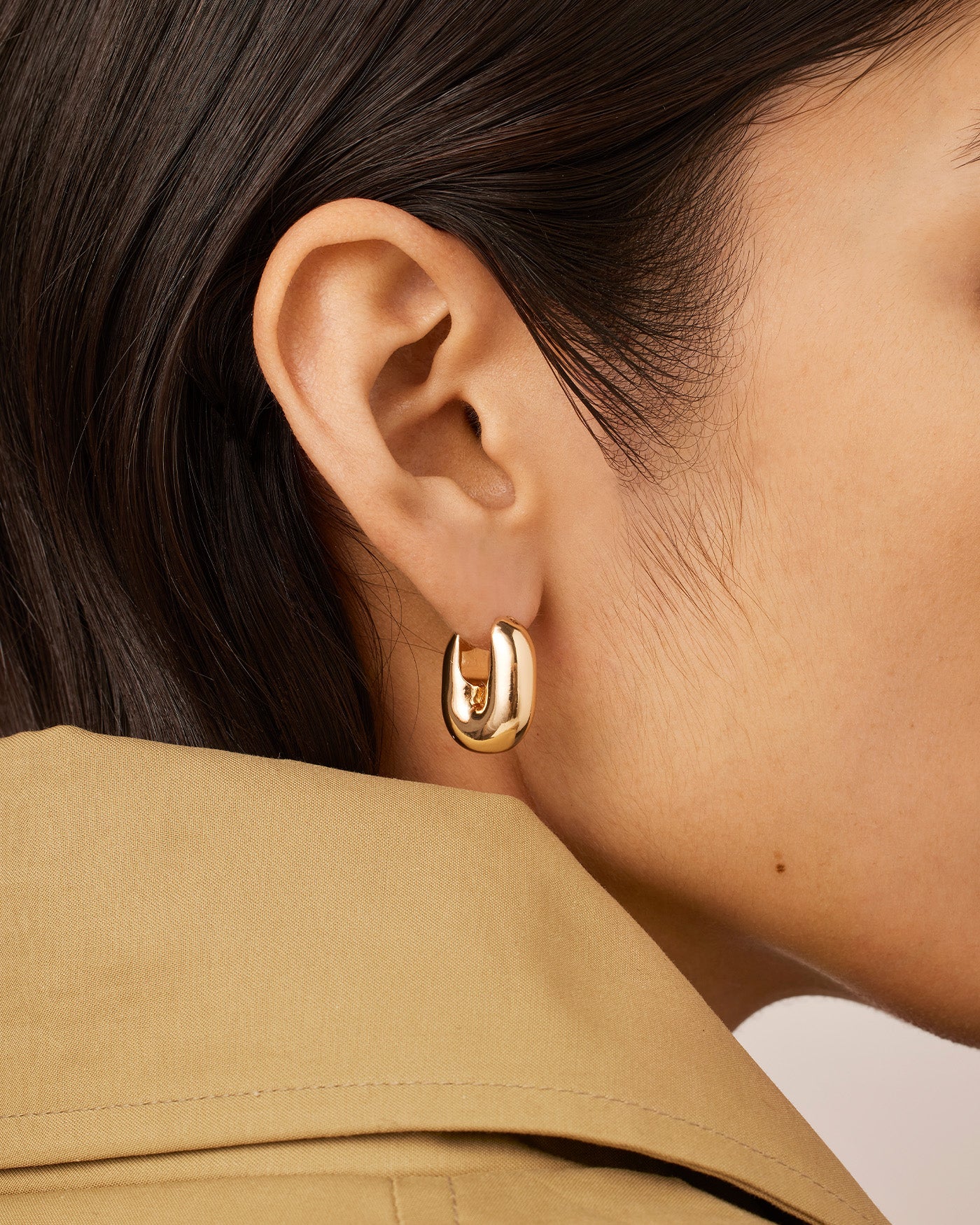 Puffy U Link Earrings for Women - Trendy Gold & Silver Hoop Earrings - Hypoallergenic Fashion Jewelry for Everyday Wear & Special Occasions