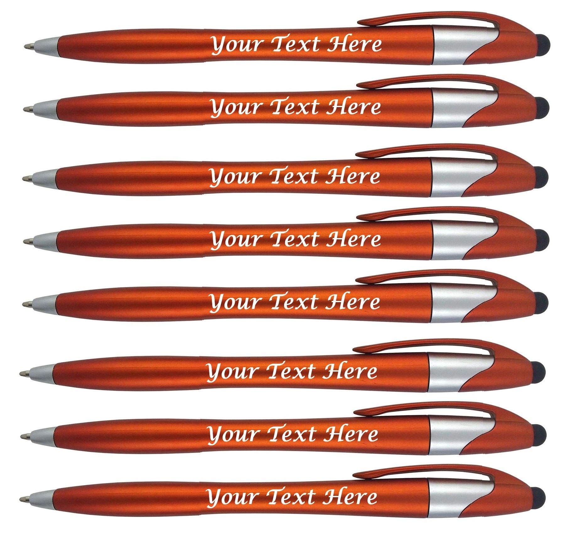 Custom Logo Pens Bulk 300 Pack - 2-in-1 Stylus & Ballpoint Pen for Touchscreen Devices, Business Promotional Gifts, Corporate Events & Party Favors (Orange) - Perfect for Office Use, Trade Shows & Branding Campaigns