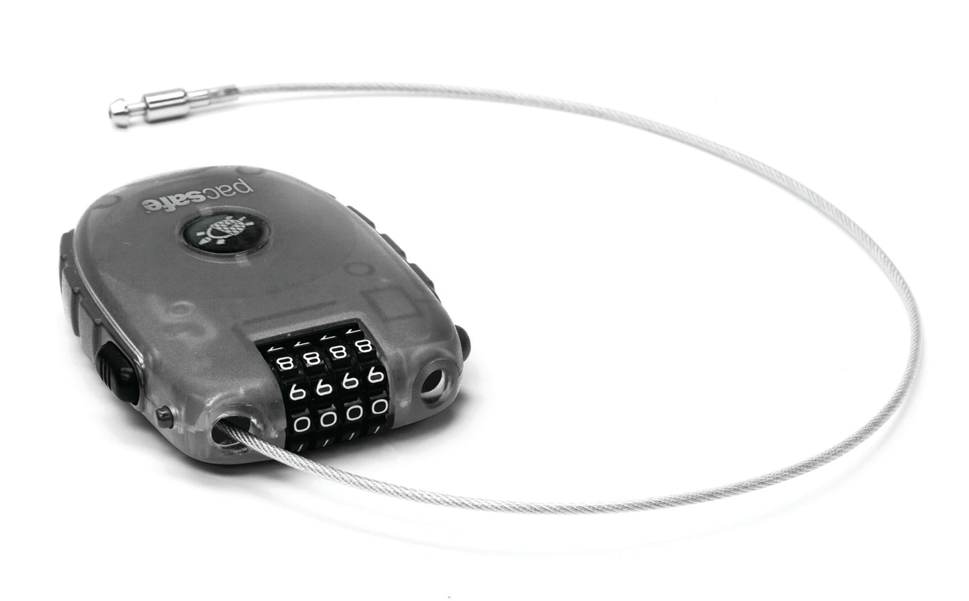 Pacsafe RetractaSafe 4-Dial Retractable Cable Lock for Travel, Luggage, Backpacks & Bikes - Secure Anti-Theft Protection