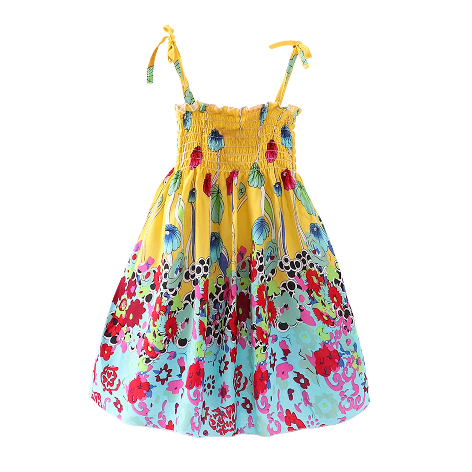 Bohemian Floral Sleeveless Summer Dress for Toddler Girls - Straps Beach Princess Outfit for Kids, Perfect for Vacation, Birthday Parties & Photo Shoots
