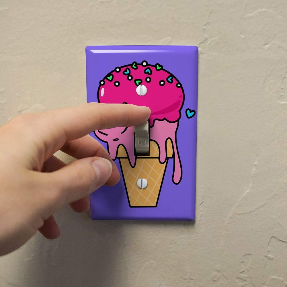 Cute Meowlting Melting Cat Ice Cream Cone Plastic Wall Decor Light Switch Plate Cover - Adorable Kitchen & Bedroom Decoration for Cat Lovers