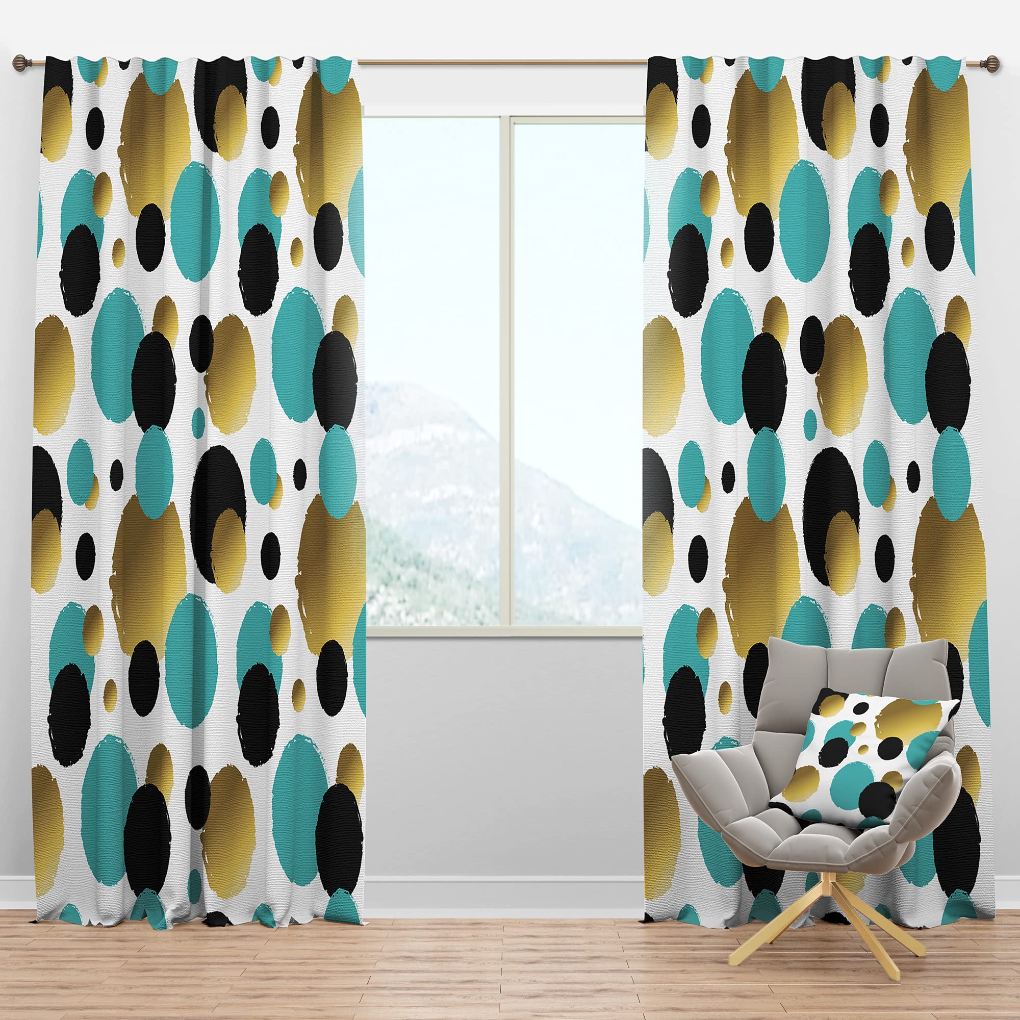 Blackout Curtains for Bedroom & Living Room - Thermal Insulated Mid-Century Modern Drapes - Single Panel 52x84 Inch - Perfect for Home Theater, Nursery & Light Sleepers