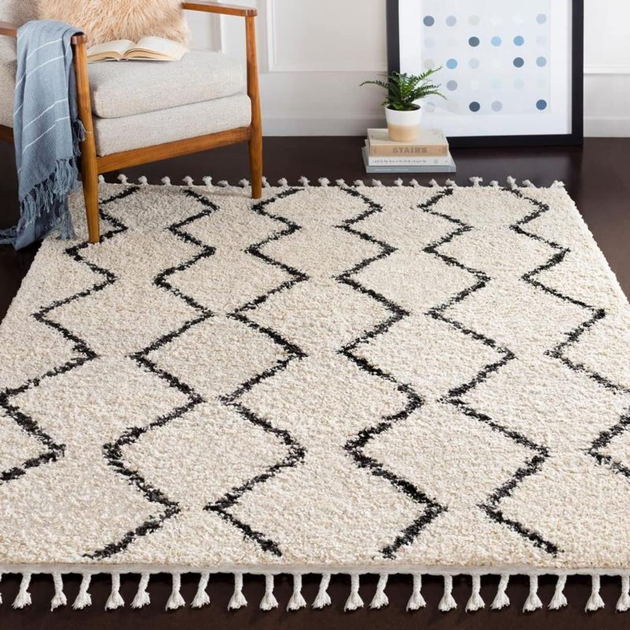 Mark&Day 8x10 Lalla Bohemian Global Beige Area Rug - Soft White/Beige Carpet for Living Room, Bedroom, Kitchen - 7'10