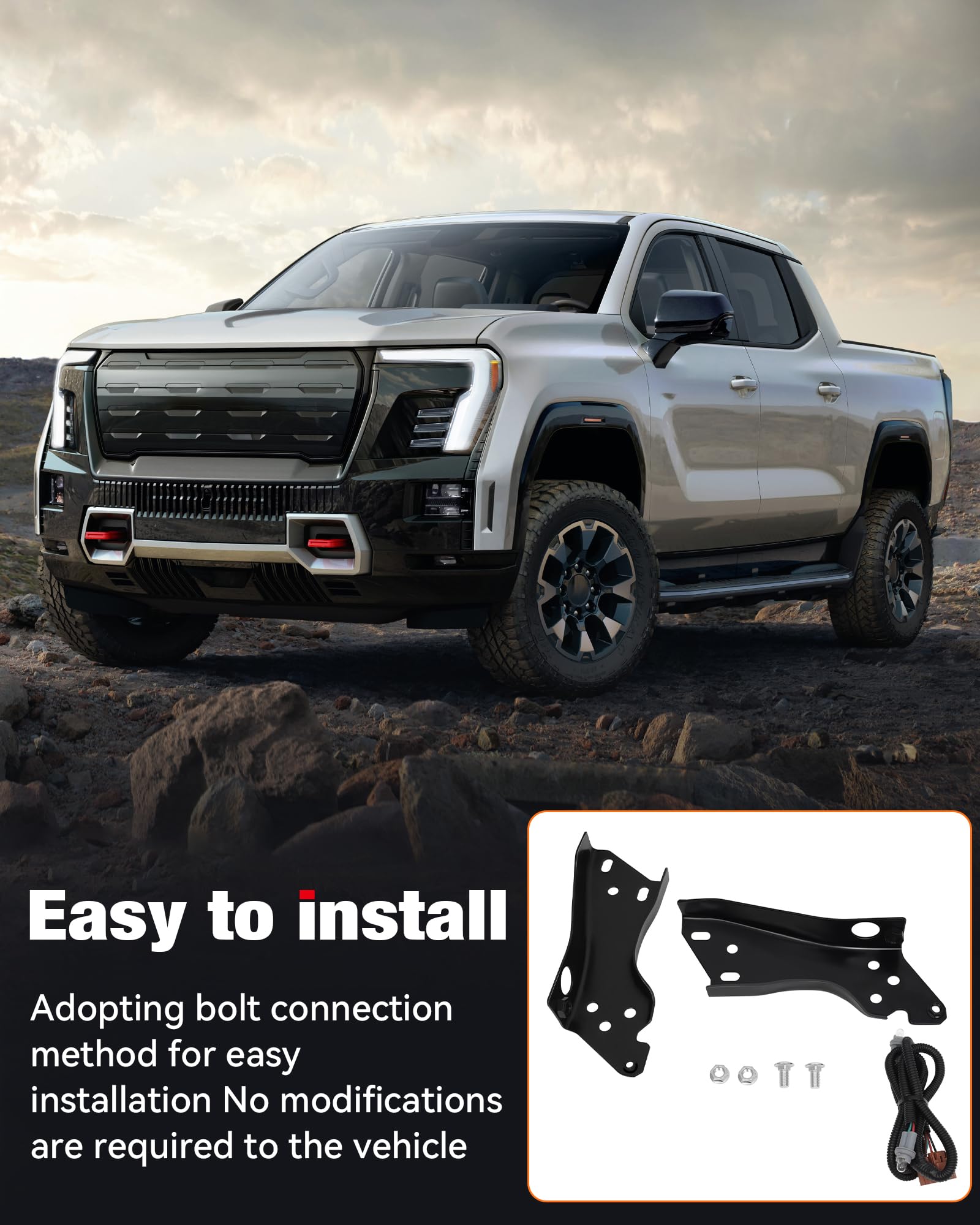 CCiyu Rear Step Bumper with Brackets & License Plate Lights - Compatible with 1999-2006 Chevrolet Silverado 1500 & GMC Sierra 1500 | Heavy-Duty Truck Accessory for Off-Roading & Work Trucks