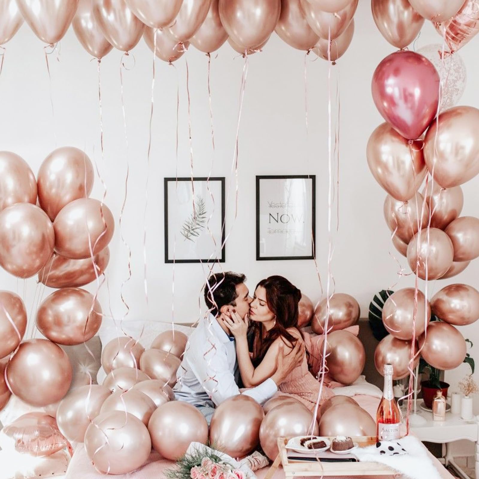 100pcs 12 Inch Metallic Rose Gold Balloons for Party Decorations - Perfect for Balloon Garlands, Arches, Bachelorette Parties & Weddings | Elegant Rose Gold-G107 Balloons for Birthdays, Baby Showers & Special Events