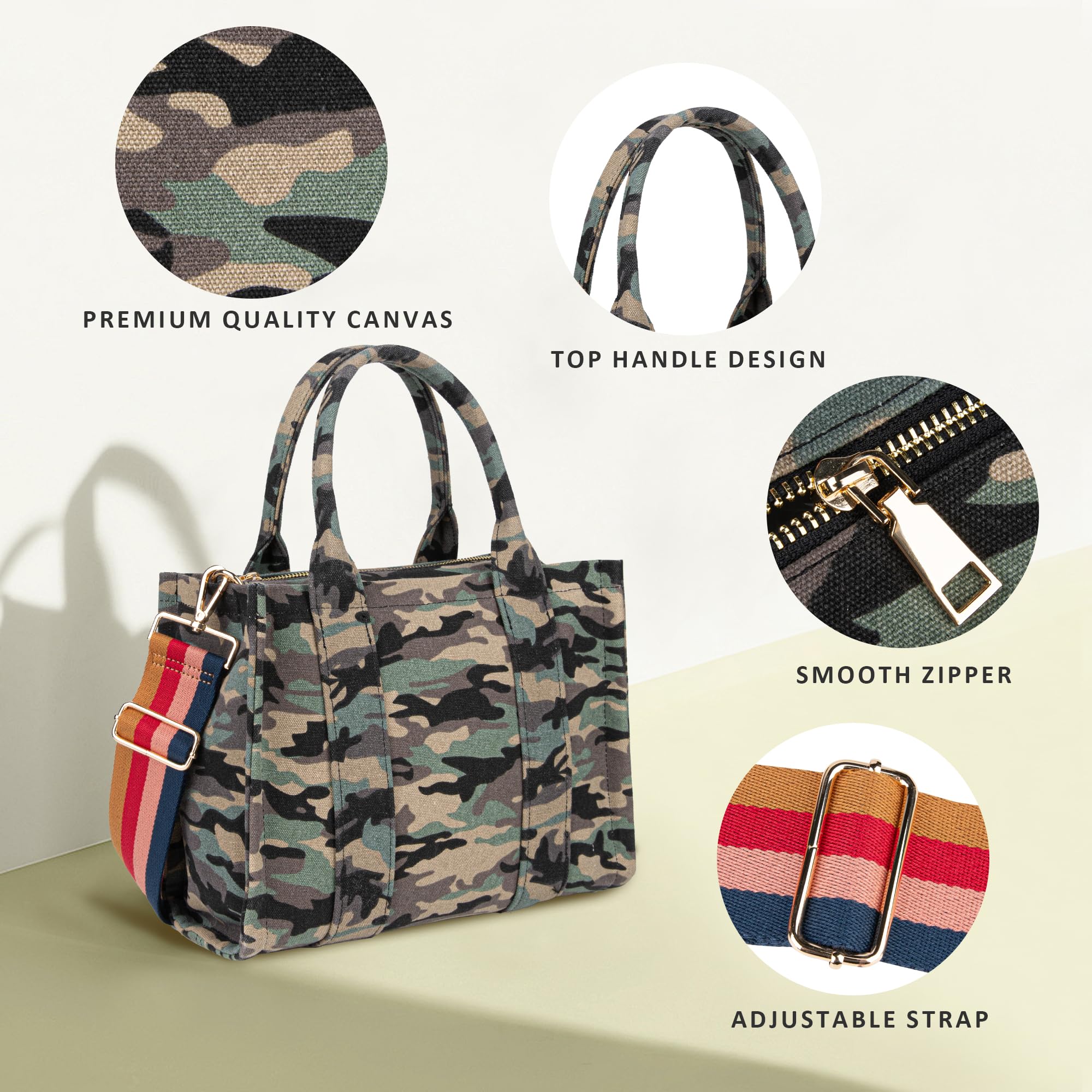 Stylish Canvas Tote Bag for Women - Durable Top Handle & Crossbody Shoulder Bag - Perfect for Work, Shopping & Beach Outings