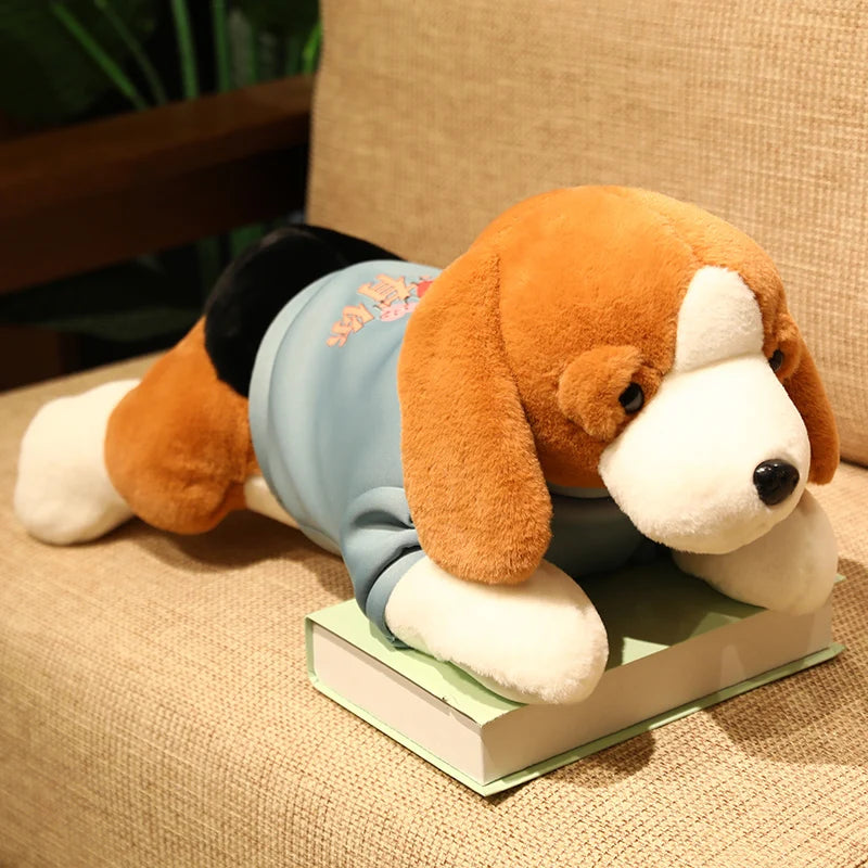 40-80CM Kawaii Stuffed Beagle Plush Toy - Soft Lying Puppy Dog with Outfit, Cute Animal Pillow Doll for Kids, Baby Girls Birthday Gift - Perfect for Nursery Decor, Cuddling & Gift Giving
