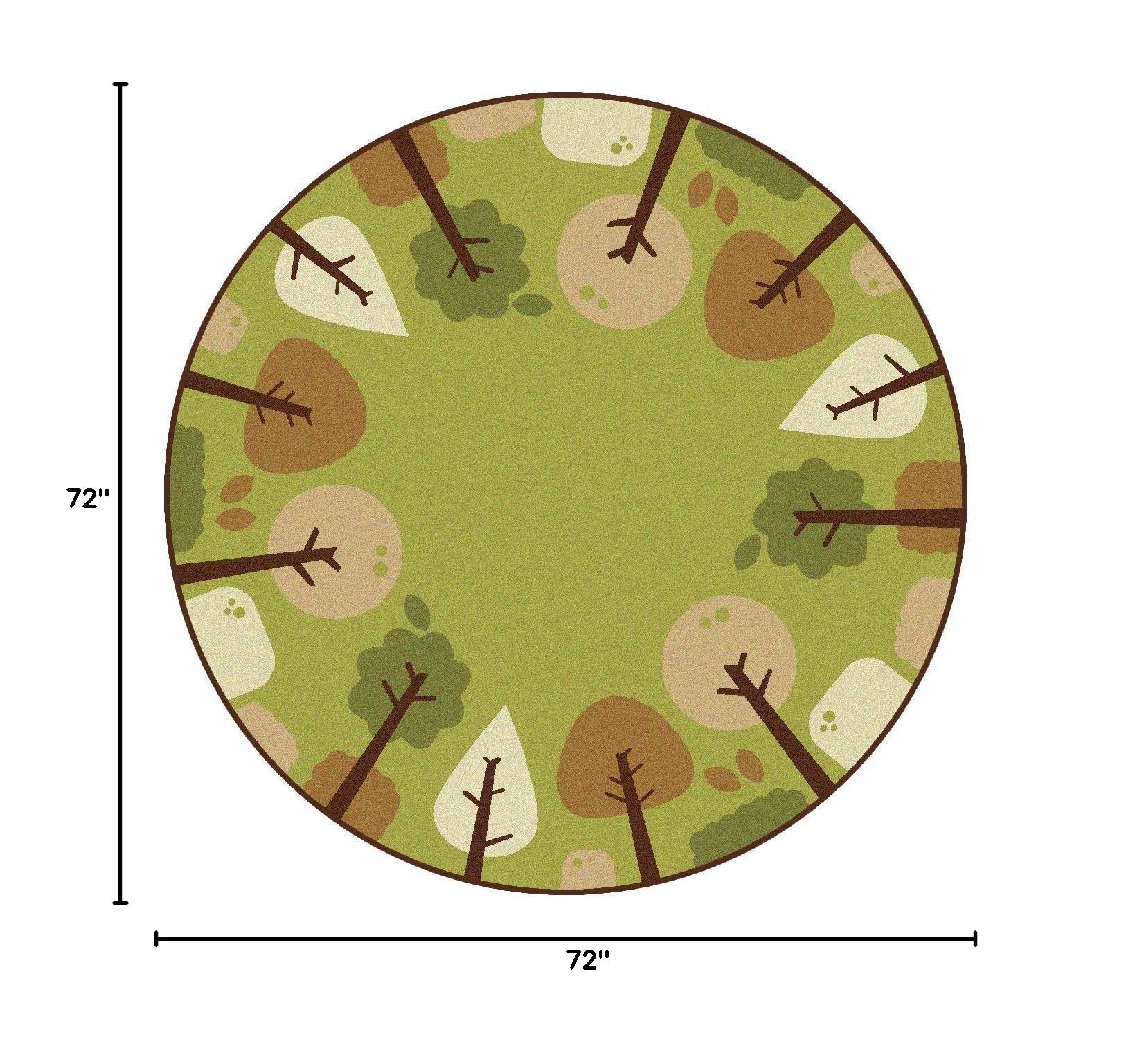 Soft Tranquil Trees Nursery Rug for Kids - 6ft Round Green Playroom Carpet for Classroom, Bedroom & Daycare | Non-Slip Eco-Friendly Floor Mat