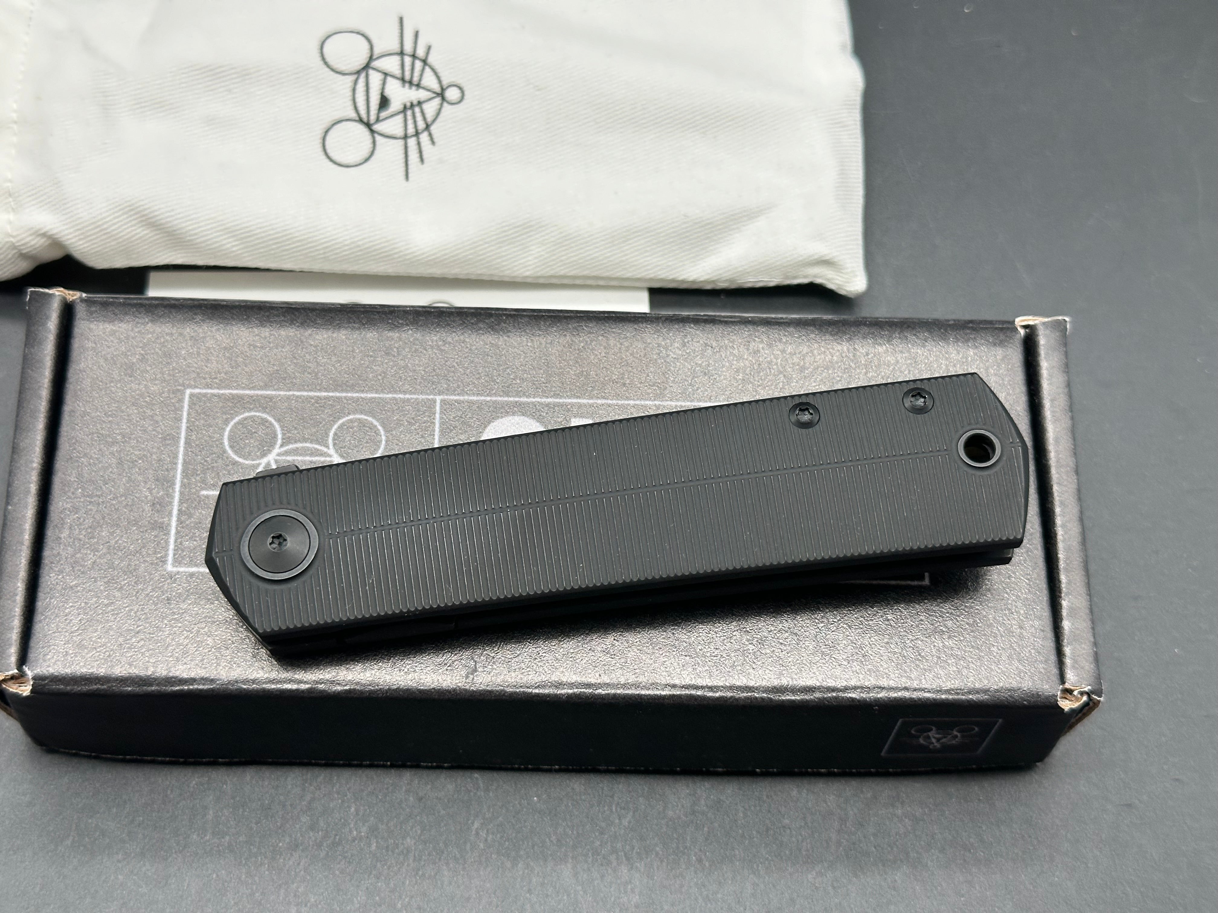 GiantMouse GMP9 Folding Knife #65 - Black PVD CPM 20CV Blade & Stonewashed Titanium Handles | EDC, Outdoor, Camping, Survival Gear