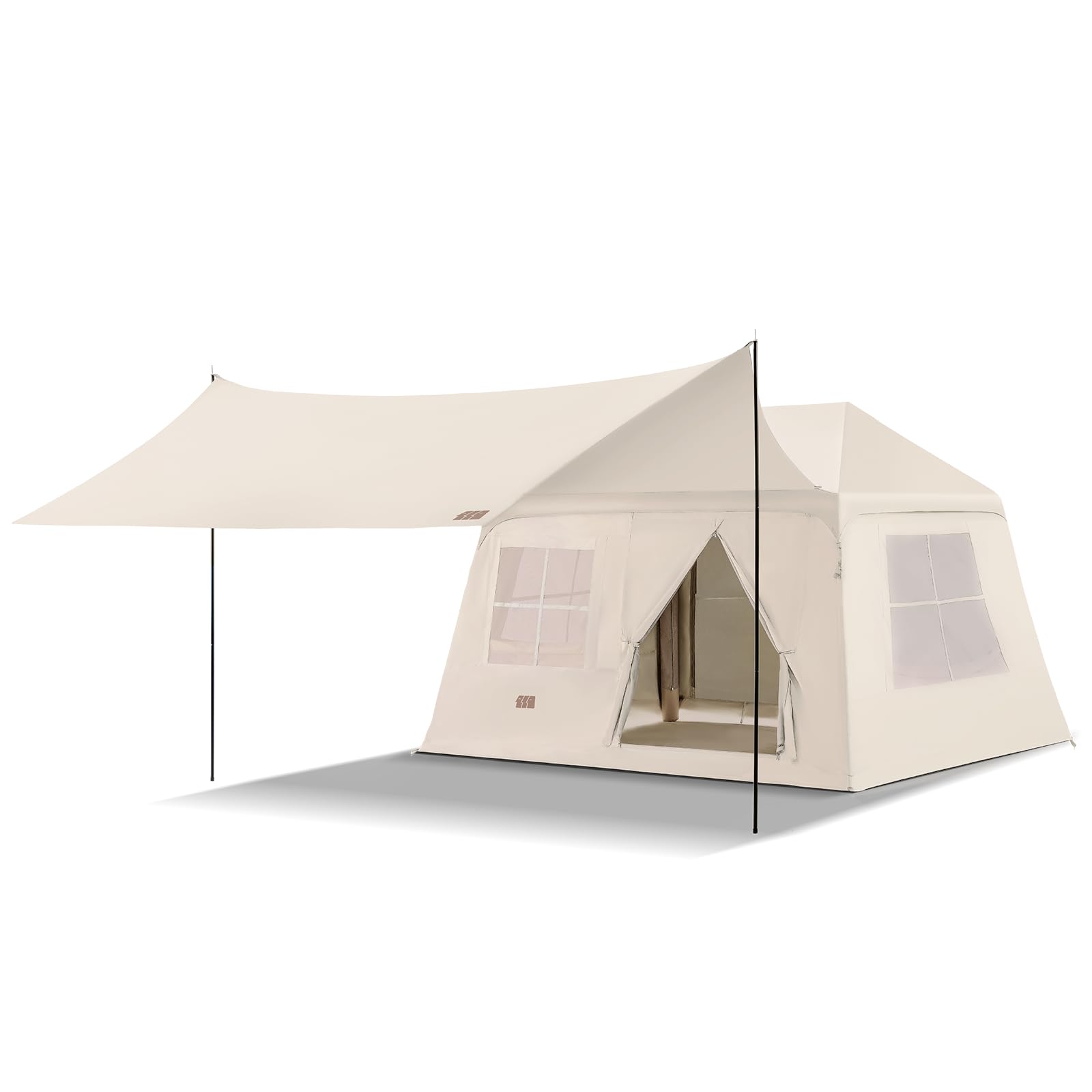 Inflatable Camping Tent for 3-4 Person - Easy Setup 4 Season Waterproof Windproof Air Tent with Hand Pump & Canopy | Perfect for Outdoor Glamping, Family Camping Trips & Backyard Adventures