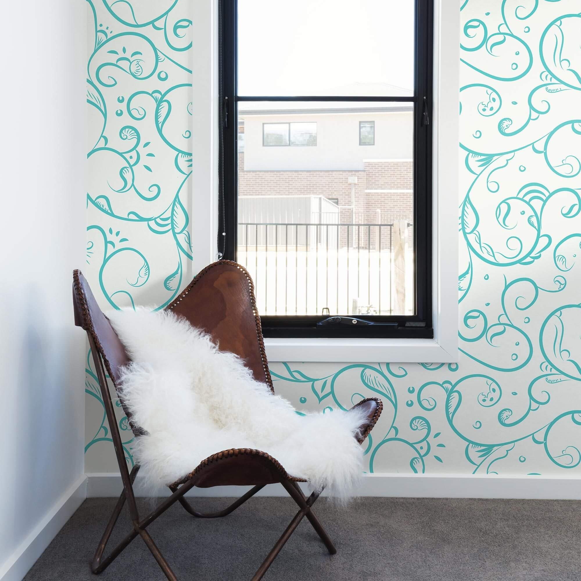 White and Green Botanical Floral Peel and Stick Removable Wallpaper 5736 - Self-Adhesive Wall Decal for Bedroom, Living Room, Nursery & Office Decor