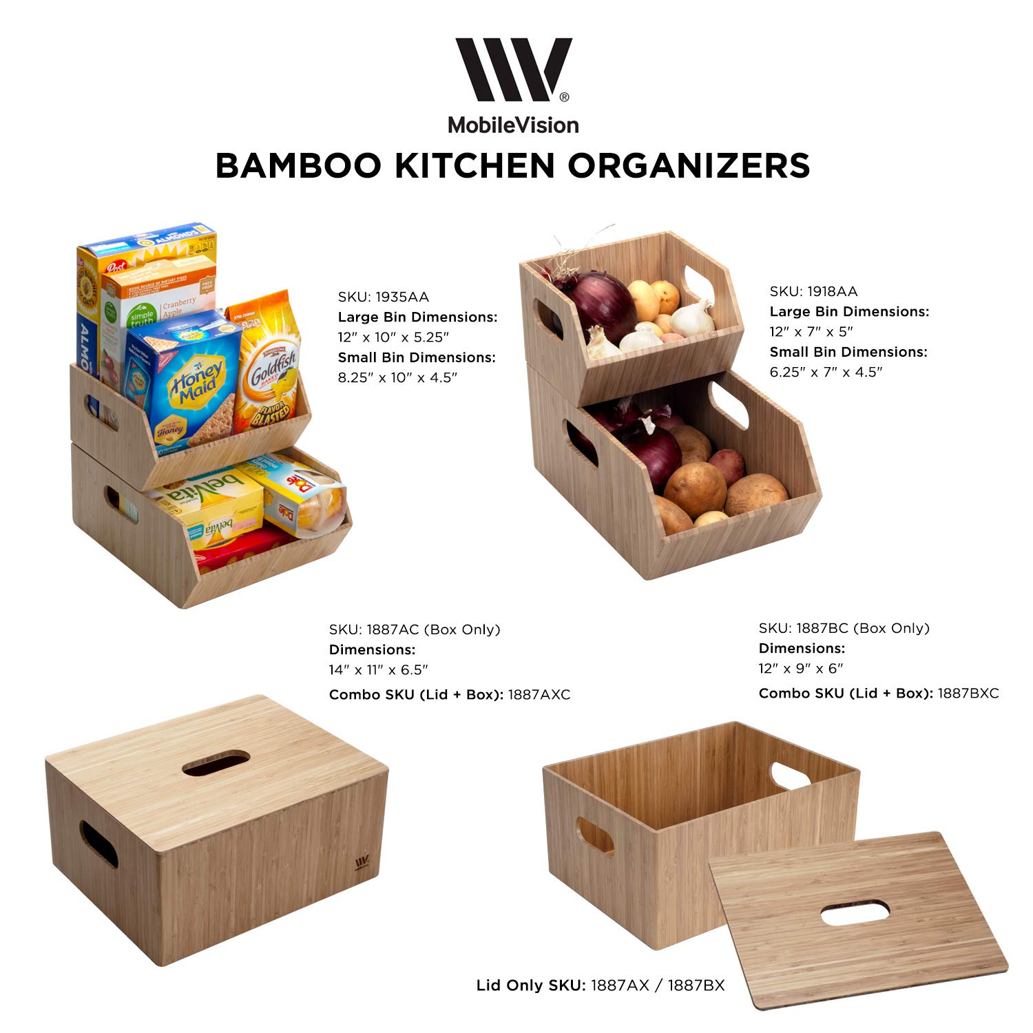 MobileVision Bamboo Storage Box - 14”x11”x6.5” Durable Organizer Bin with Handles, Stackable for Toys, Bedding, Clothes & Baby Essentials | Perfect for Nursery, Closet, Office & Craft Room Organization