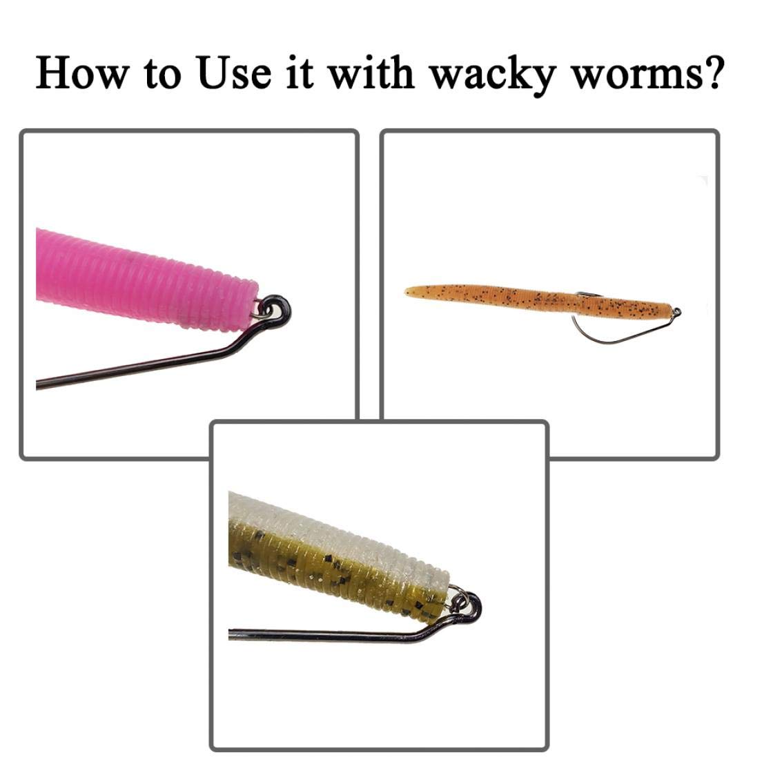 NORTH BAY 50pcs/Box Twist Lock Fishing Hooks - Worm Hooks Kit with Centering Pin for Soft Lure Baits (5 Sizes) - Perfect for Bass, Trout & Freshwater Fishing