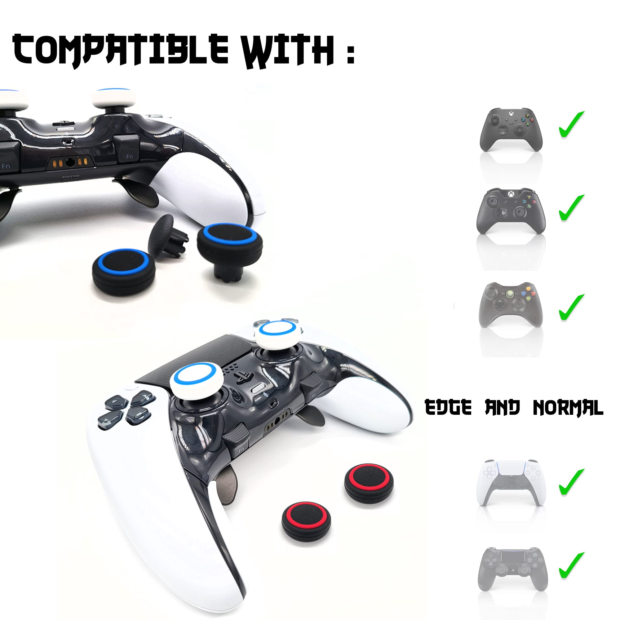 MatoSan® 4-Pack Thumbstick Grips for PS4/PS5/Xbox Series X|S Controllers - Non-Slip Joystick Covers for Enhanced Gaming Performance (Perfect for FPS, Racing & Fighting Games)